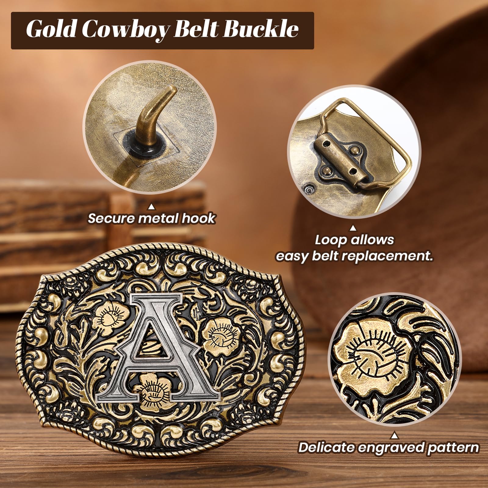 Western Belt Buckles Initial Letters | Fits 1.5" Belt Strap