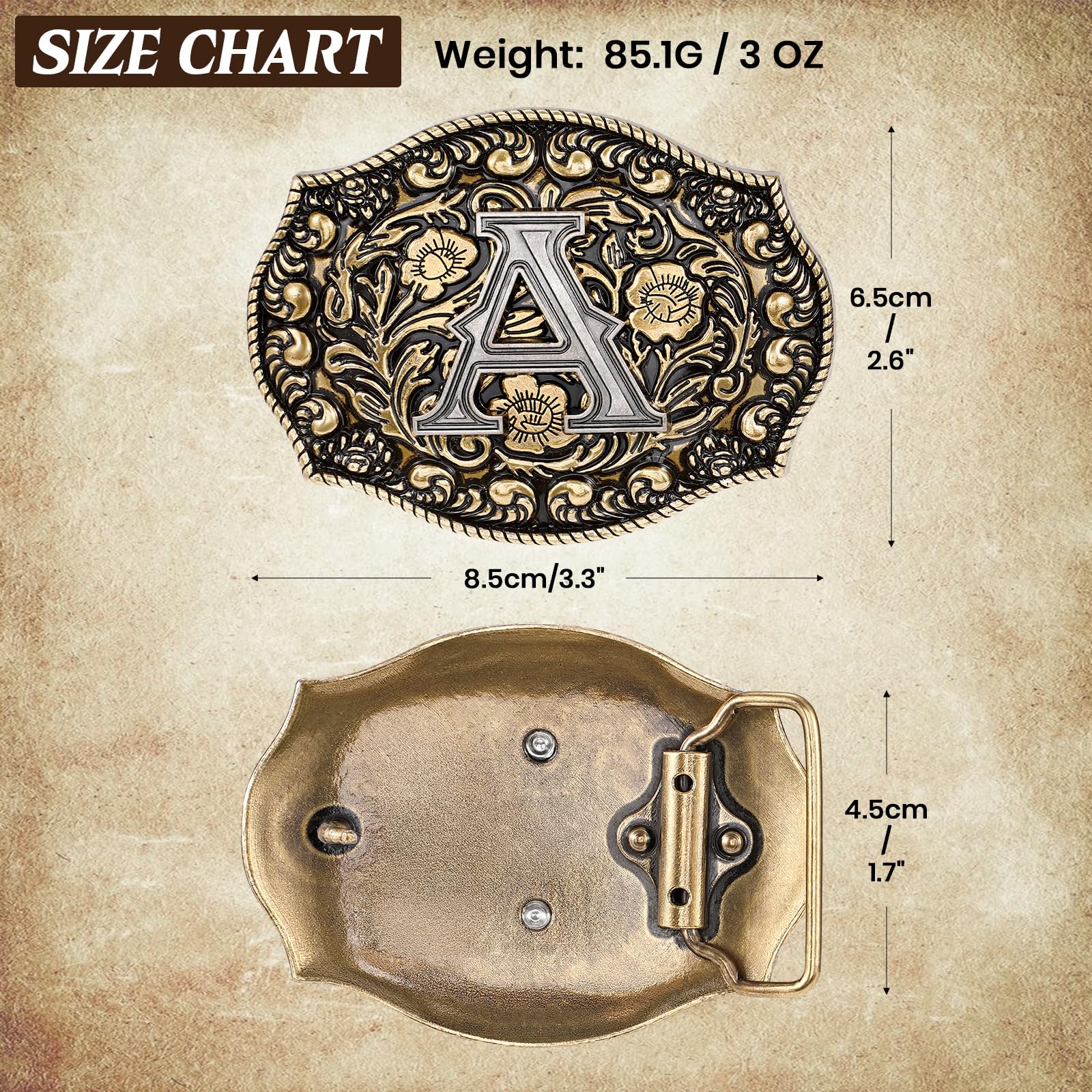 Western Belt Buckles Initial Letters | Fits 1.5" Belt Strap