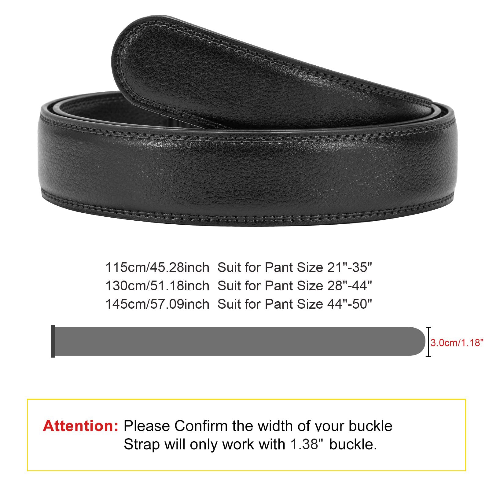 Leather Belt Strap 30mm/1.18" Replacement Without Buckle