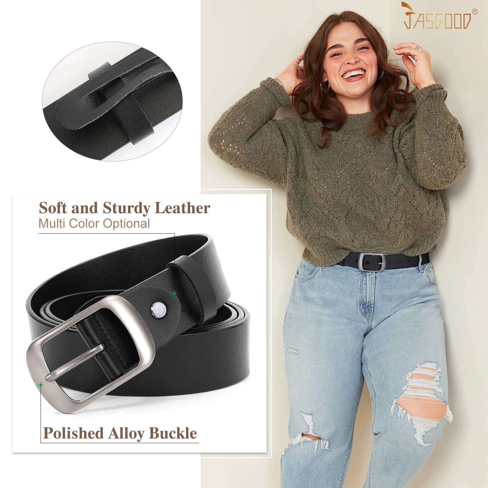Plus Size Women Leather Belt with Pin Buckle