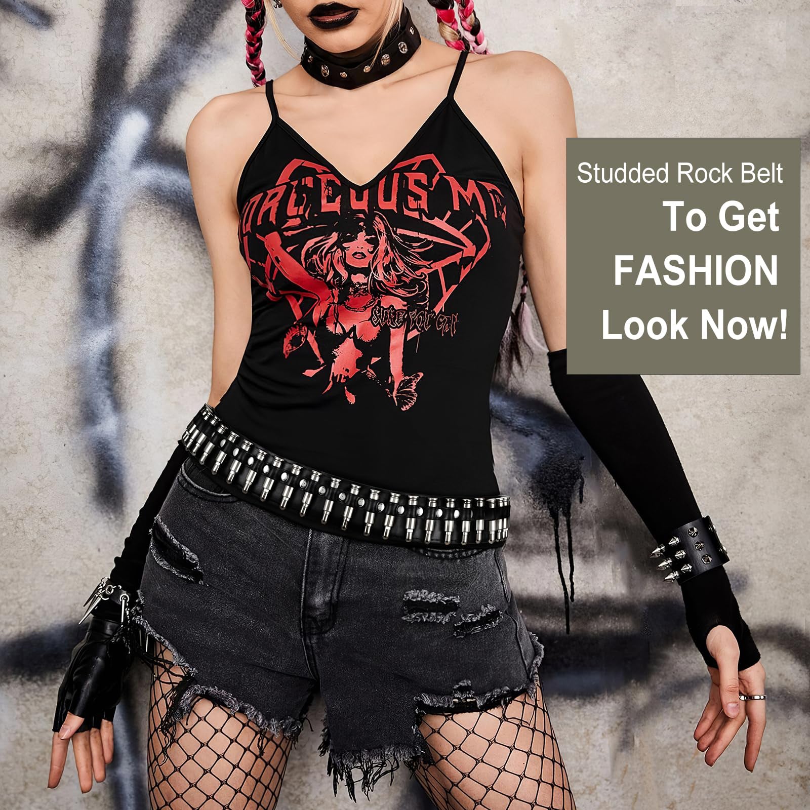 Y2K Goth Bullet Design Belt