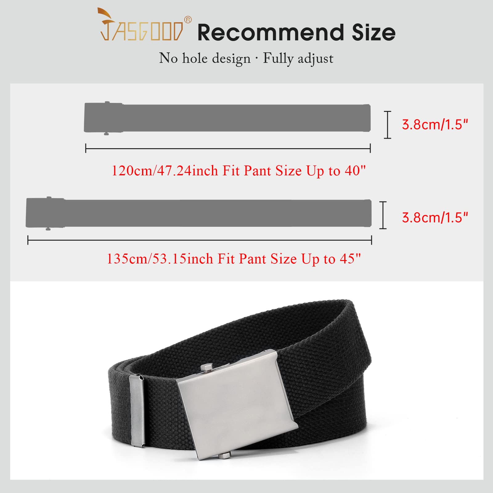 2 Pack Canvas Web Belt with Metal Buckle