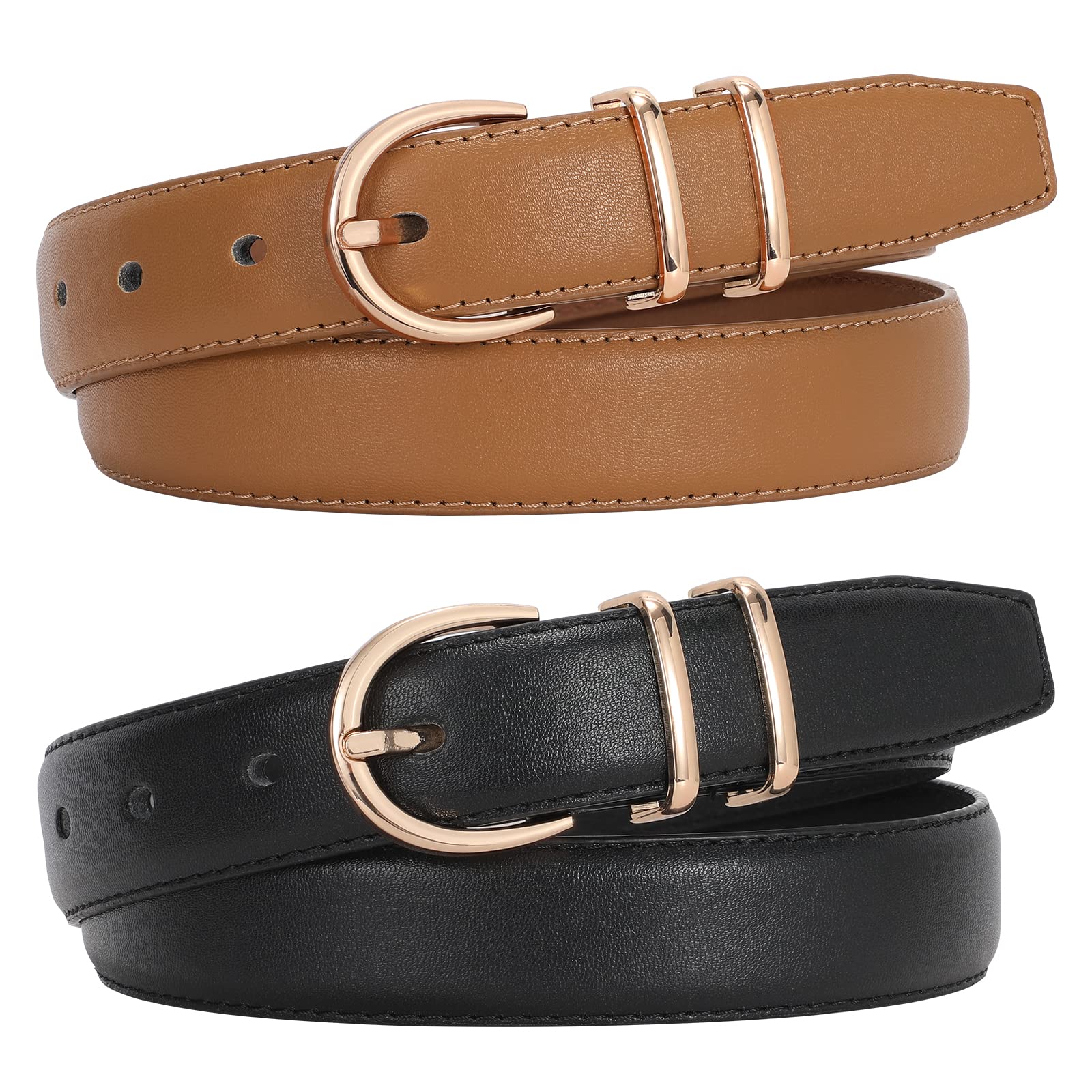 2-Pack Plus Size Jeans Leather Skinny Waist Belt