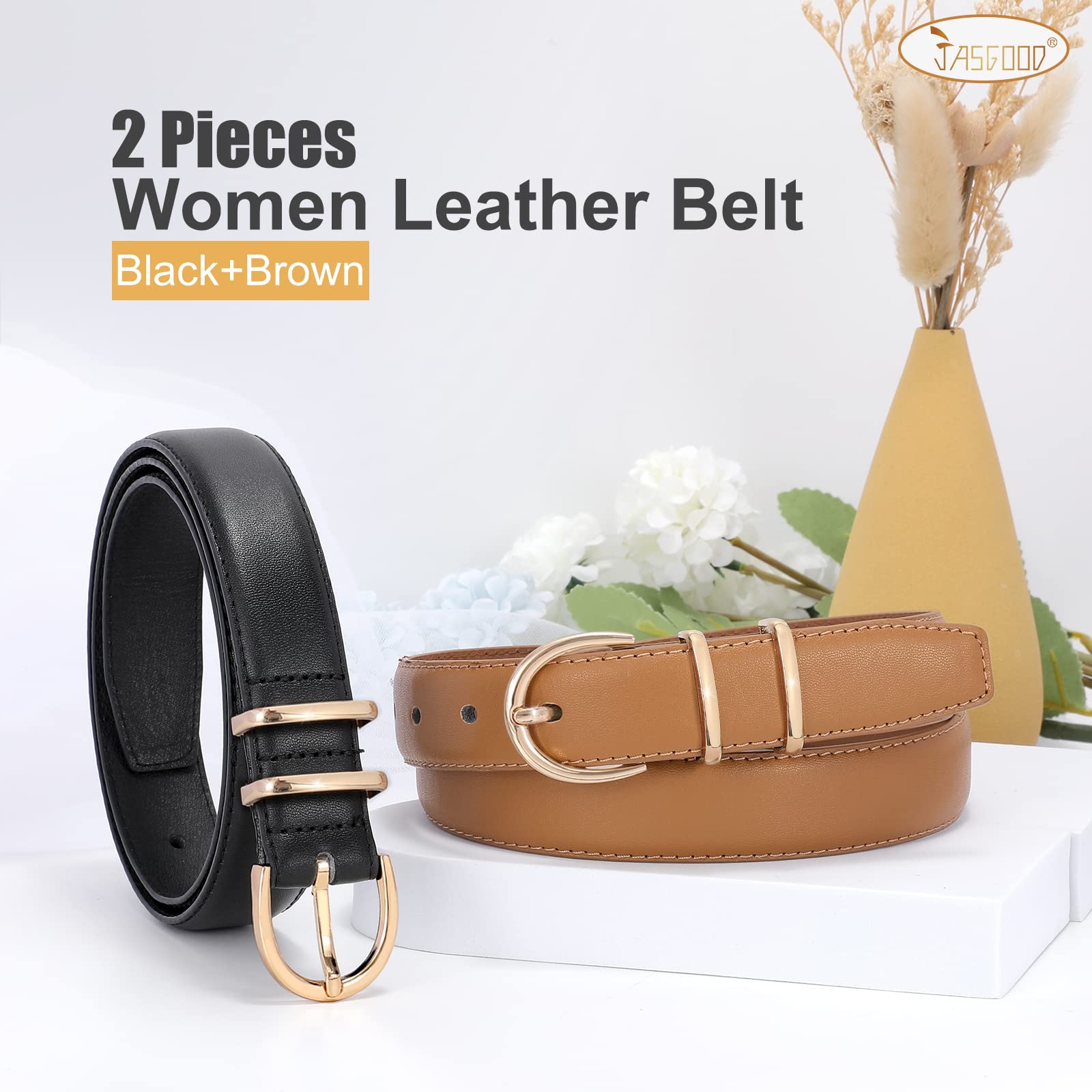 2-Pack Plus Size Jeans Leather Skinny Waist Belt