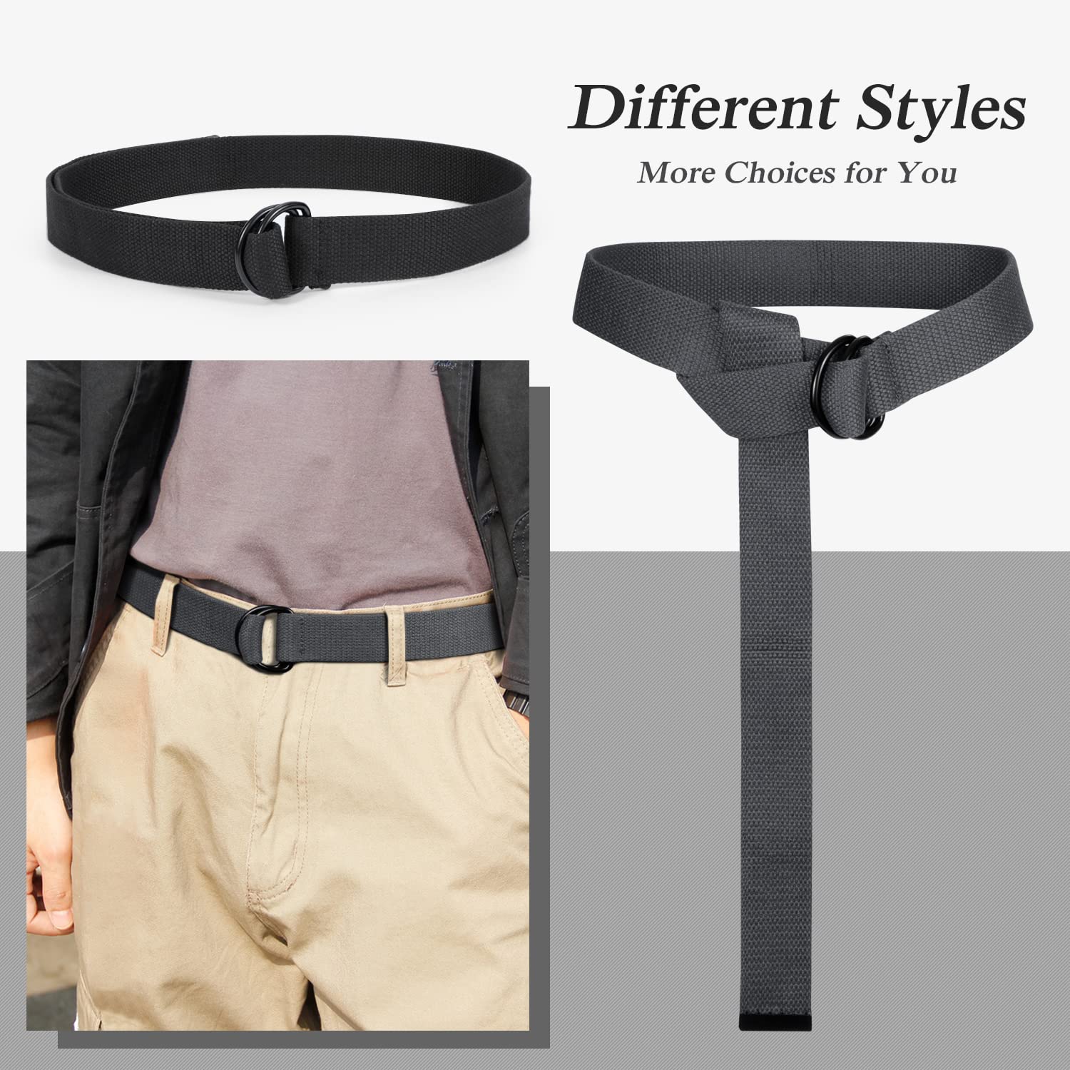Double D-ring Design Canvas Belt For Men Women