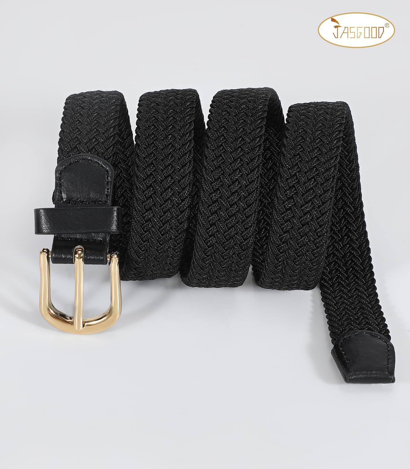 2-Pack Elastic Woven Stretch Fabric Braided Belts for Women