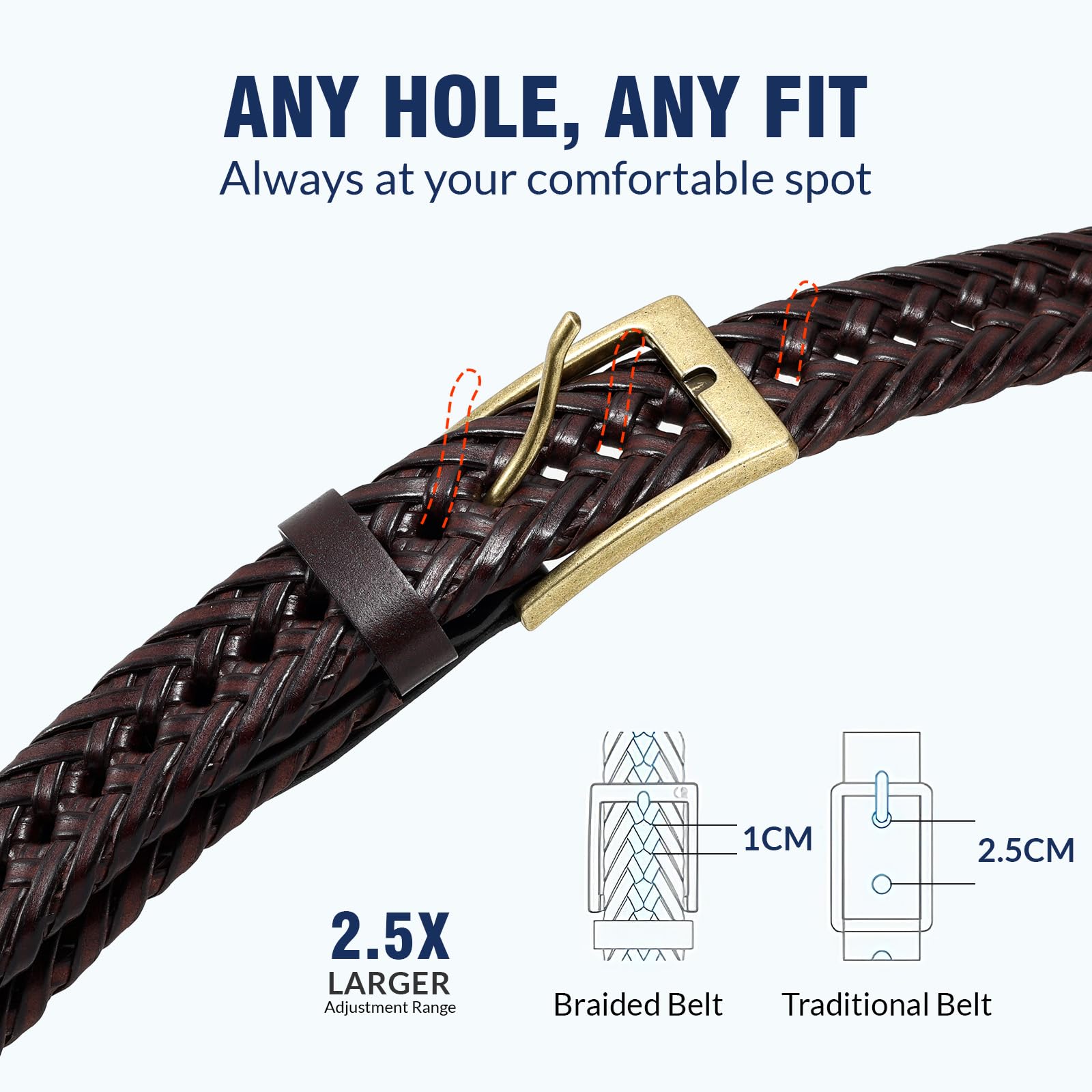 Braided Woven Belt for Men Casual Jeans
