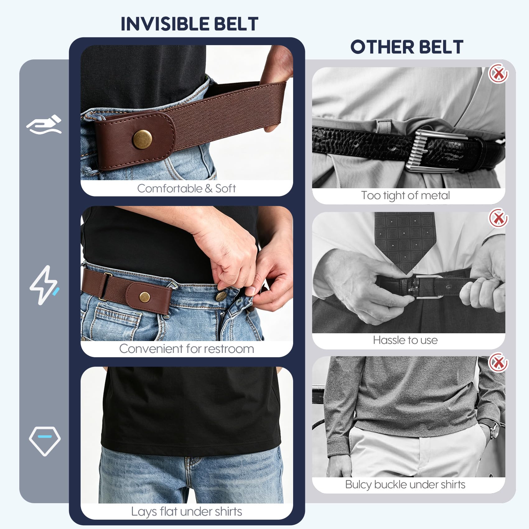 Buckless Invisible Elastic Belt for Jeans Pants