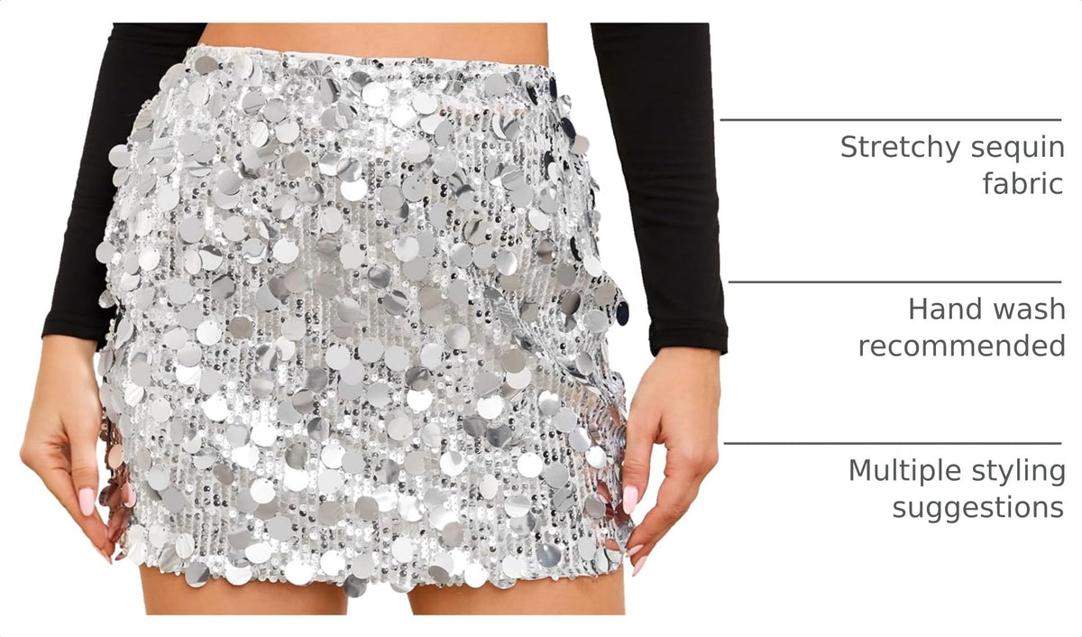 Stretchy Sequin Skirt for Women