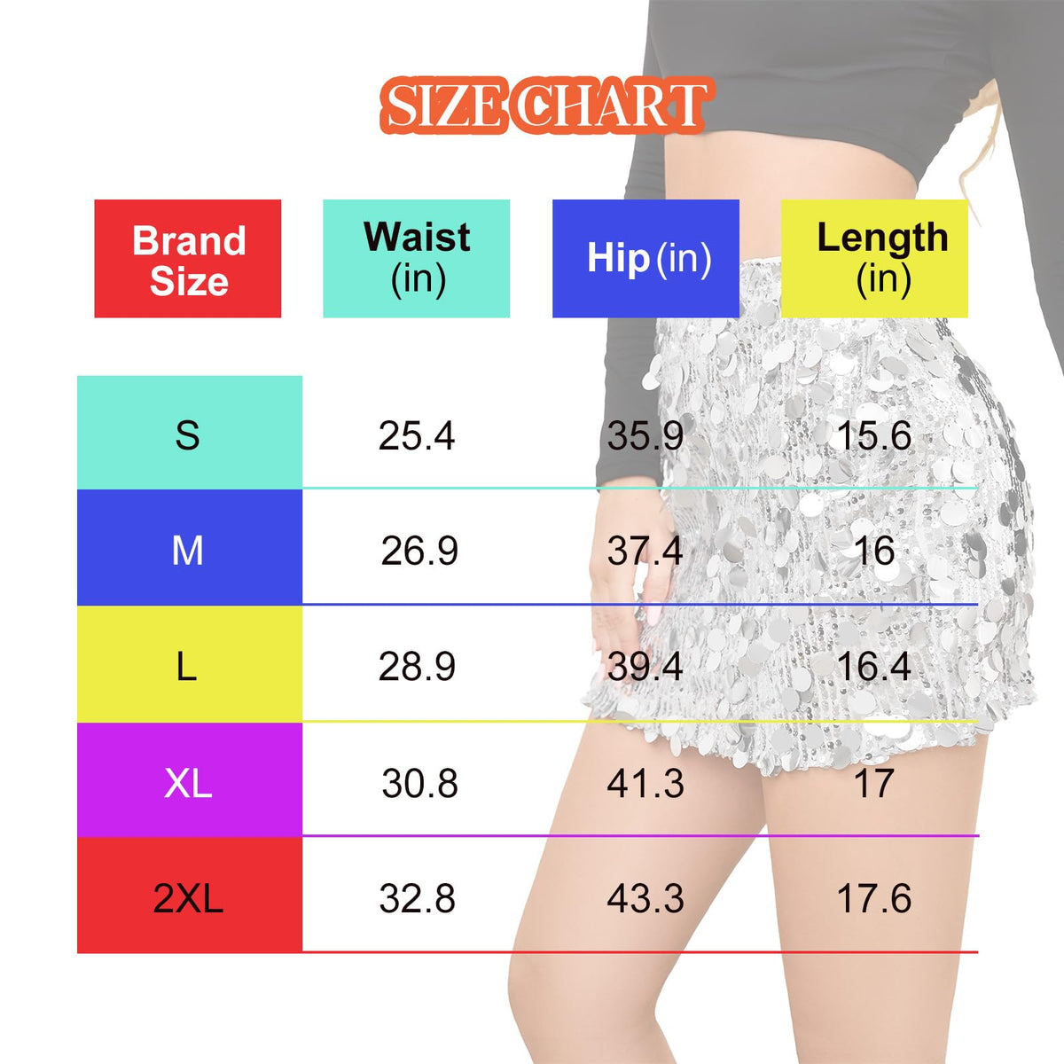 Stretchy Sequin Skirt for Women
