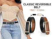 JASGOOD 2 Color In 1 Belt Chic Style Women Leather Belt With Reversible Zinc Alloy Buckle