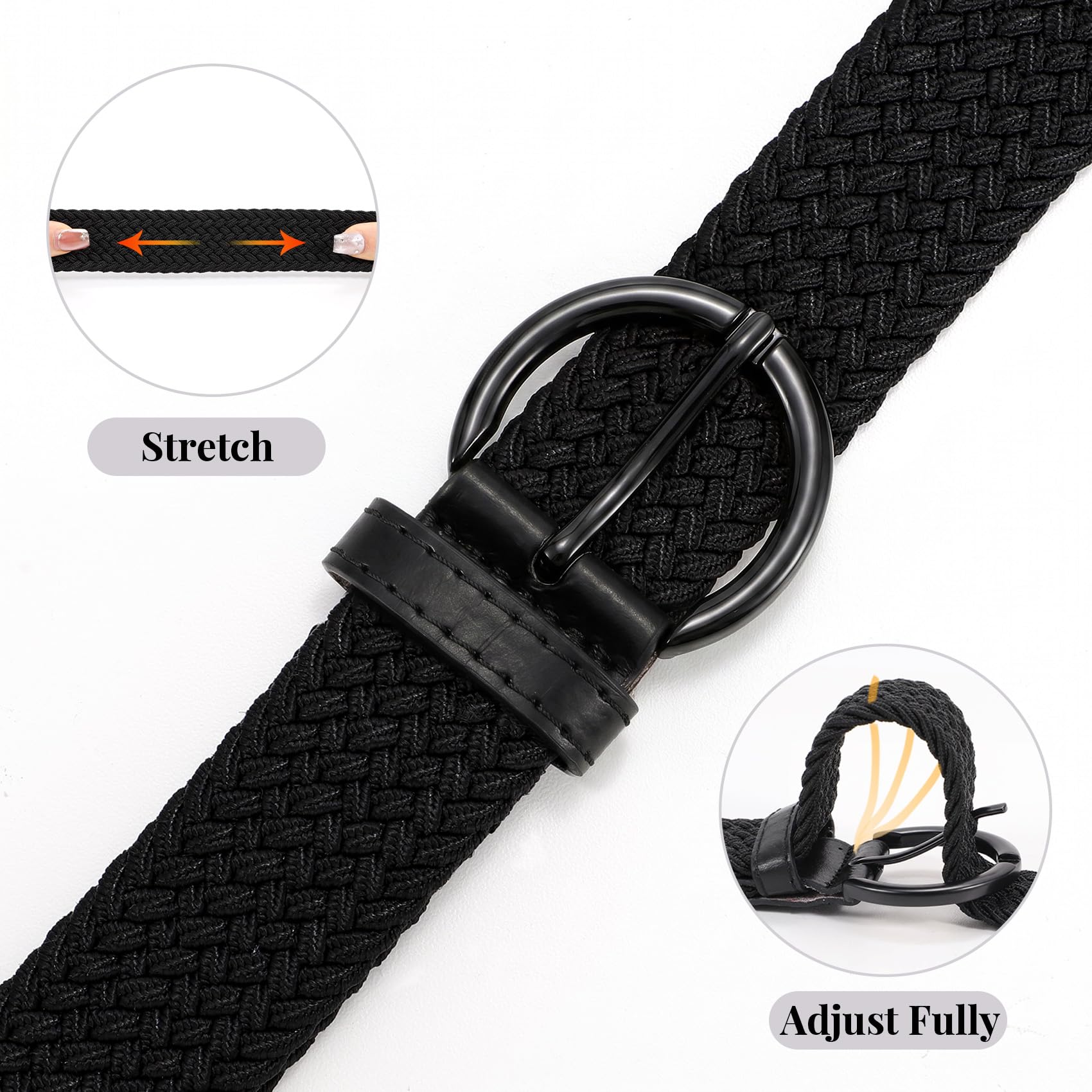 Women Men Woven Elastic Stretch Braided Waist Belt
