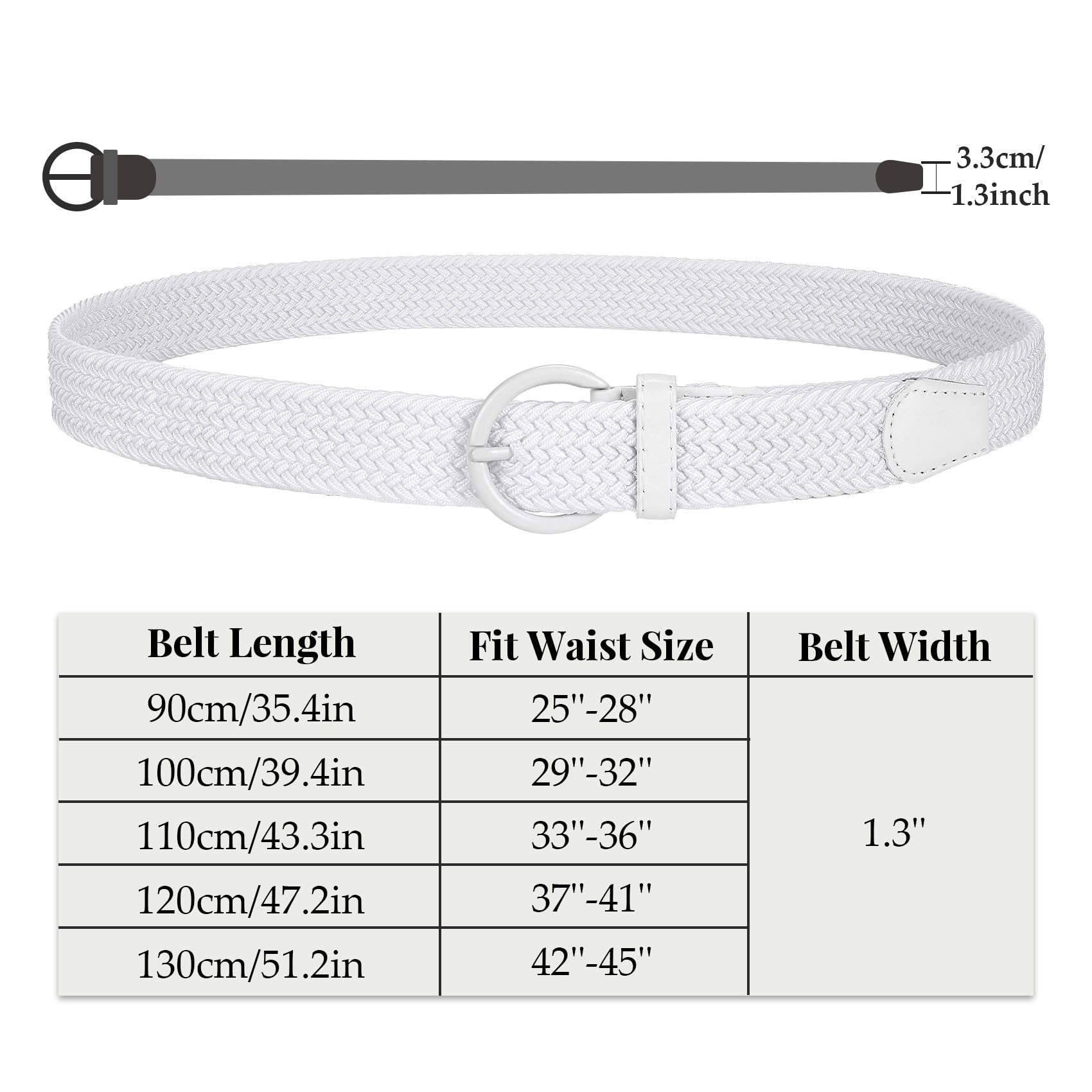 Women Men Woven Elastic Stretch Braided Waist Belt