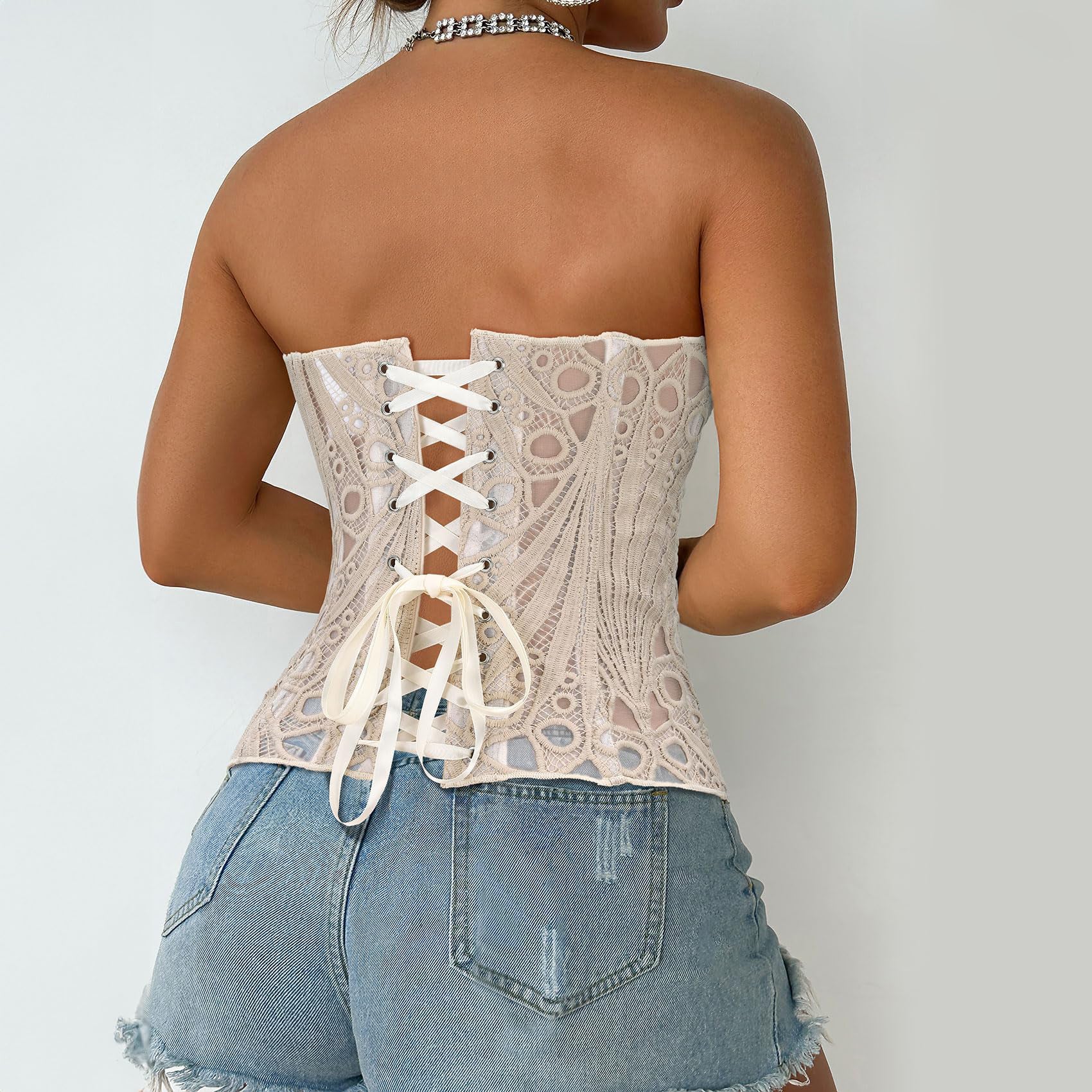 Lace Up Corset Bustier Top