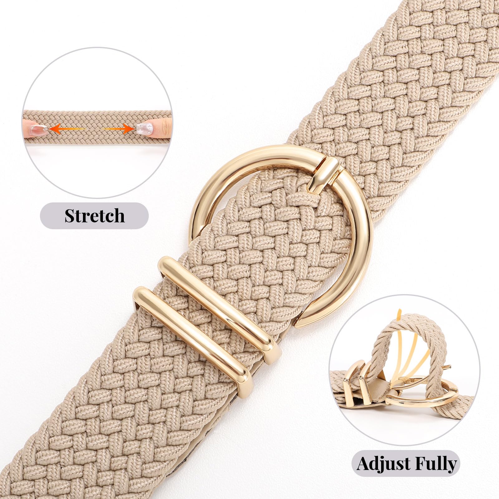 Women Men Woven Elastic Stretch Braided Waist Belt