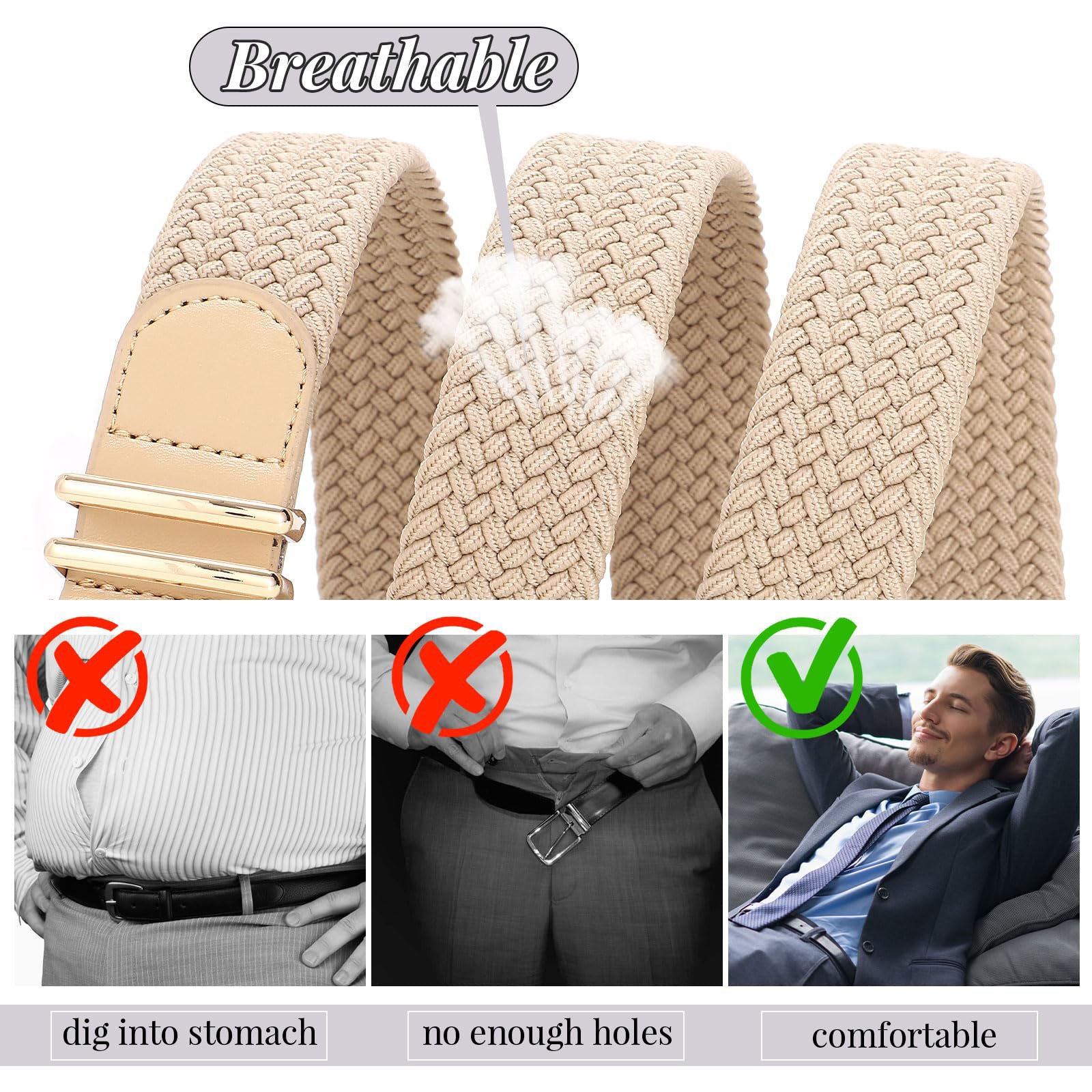 Women Men Woven Elastic Stretch Braided Waist Belt