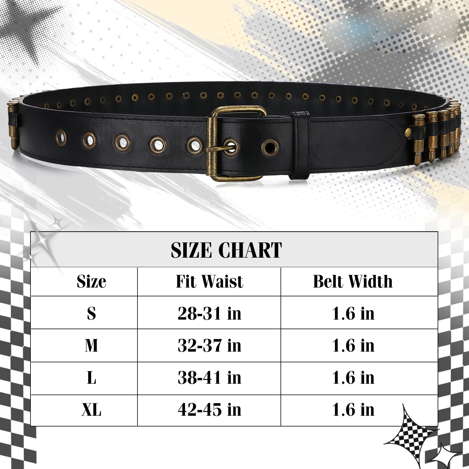 Y2K Goth Bullet Design Belt