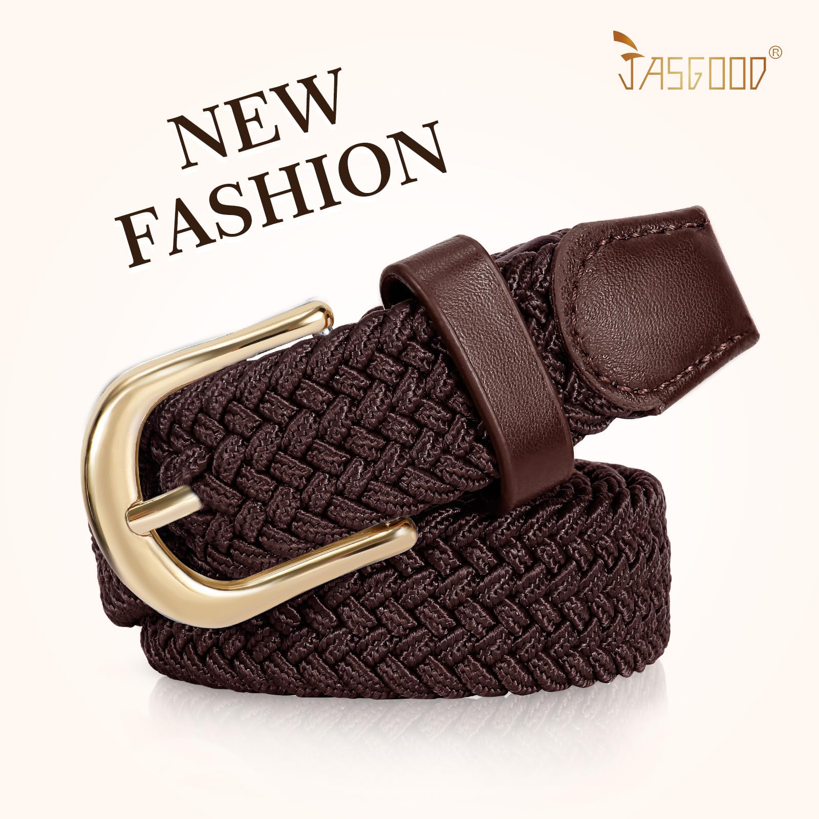 2-Pack Elastic Woven Stretch Fabric Braided Belts for Women