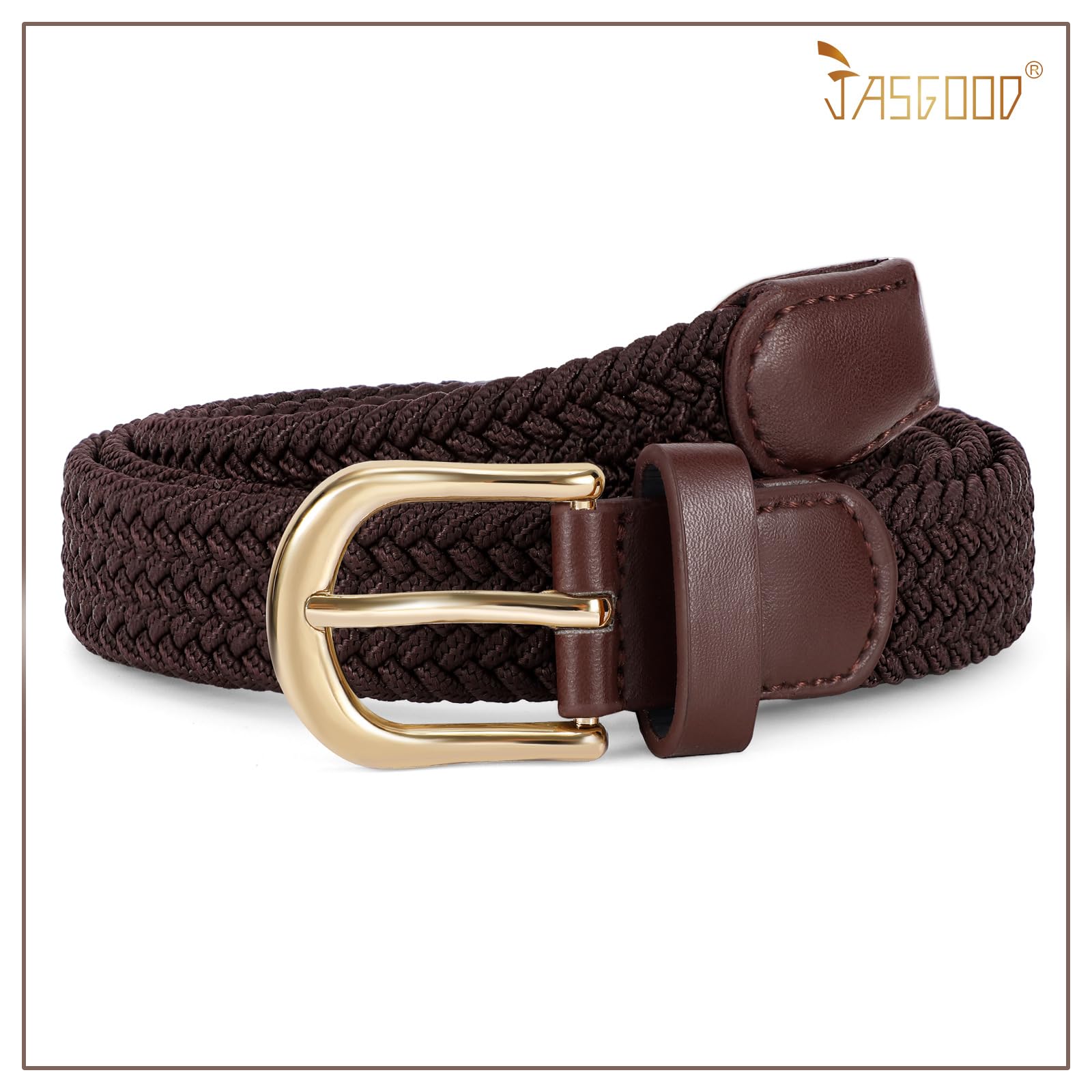 2-Pack Elastic Woven Stretch Fabric Braided Belts for Women