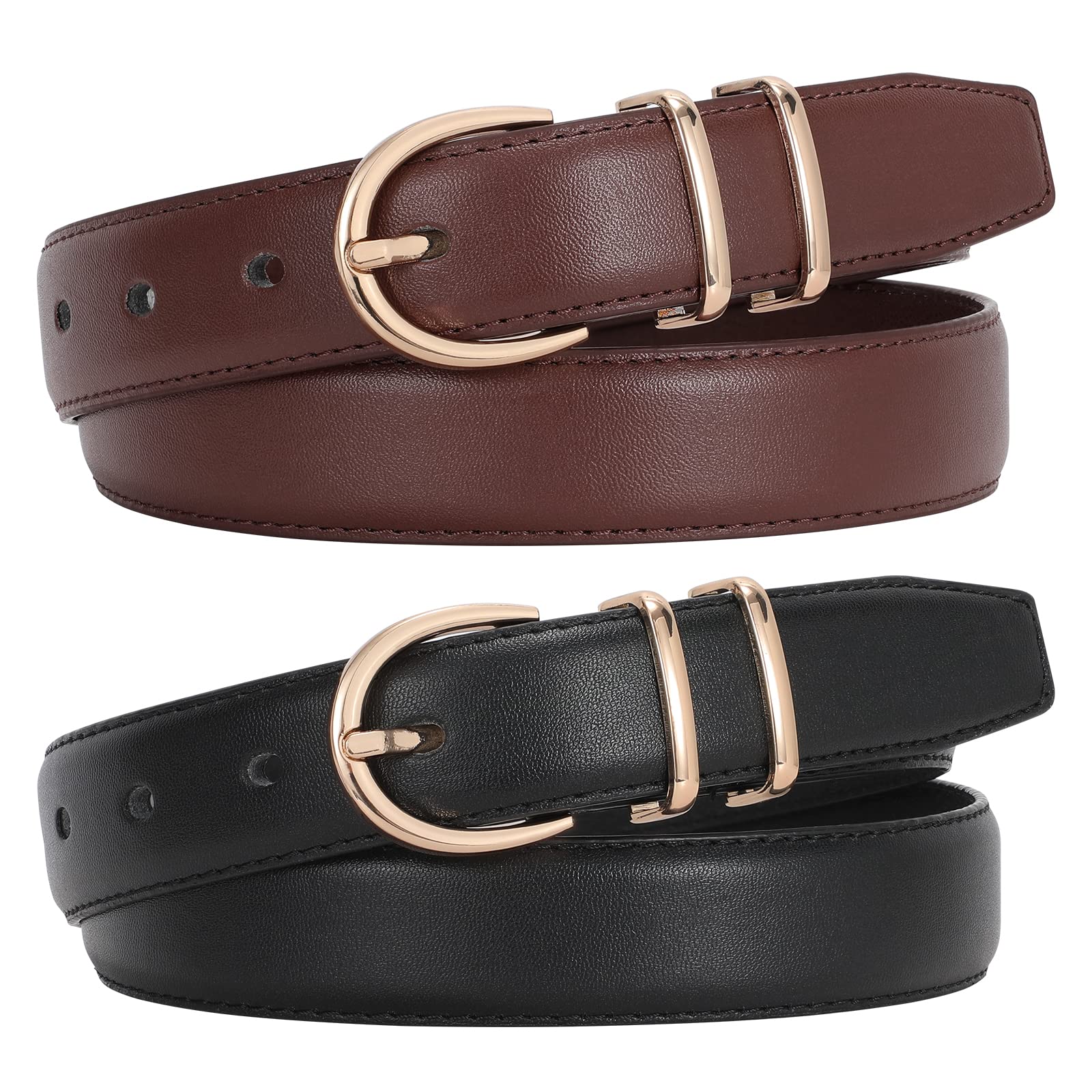2-Pack Plus Size Jeans Leather Skinny Waist Belt