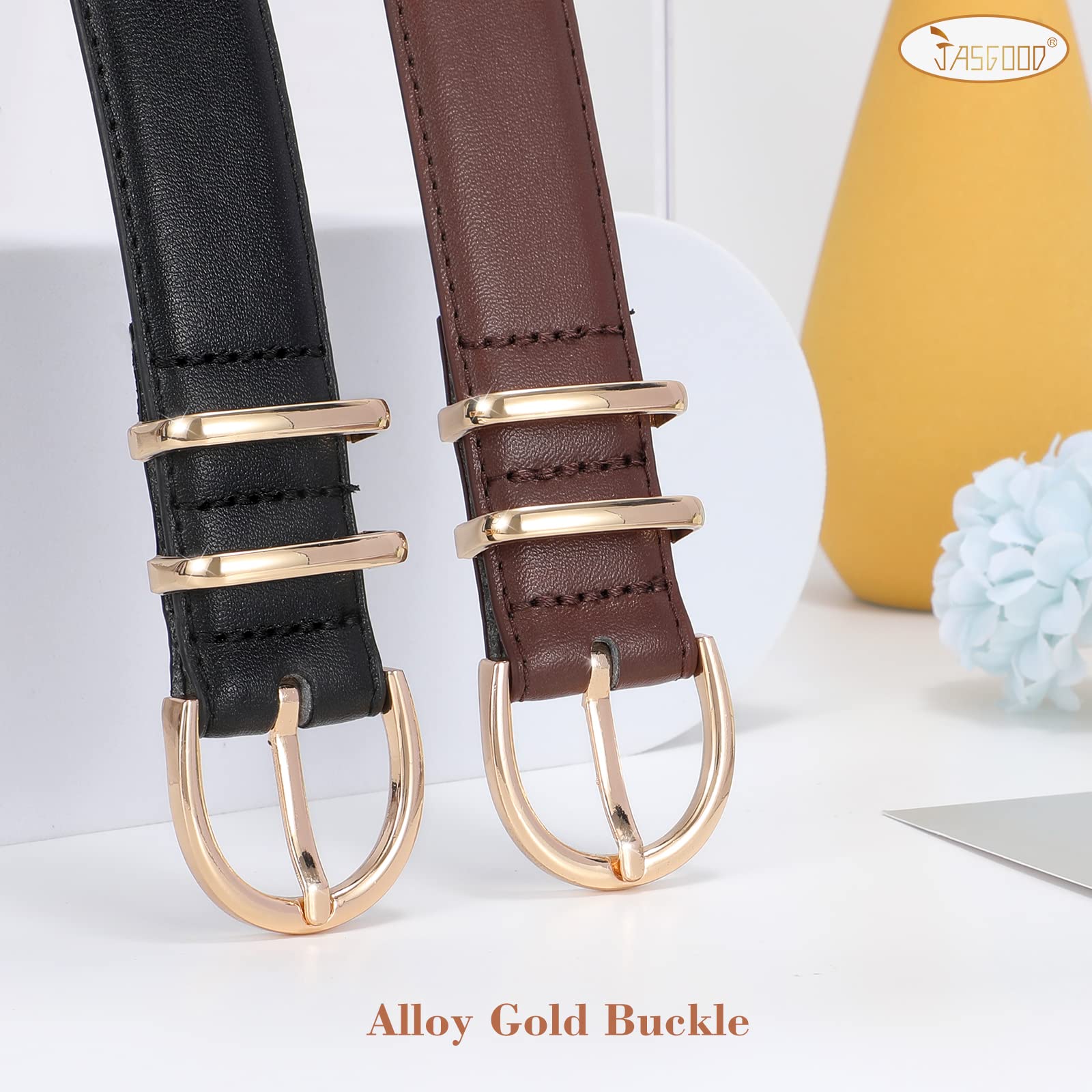 2-Pack Plus Size Jeans Leather Skinny Waist Belt