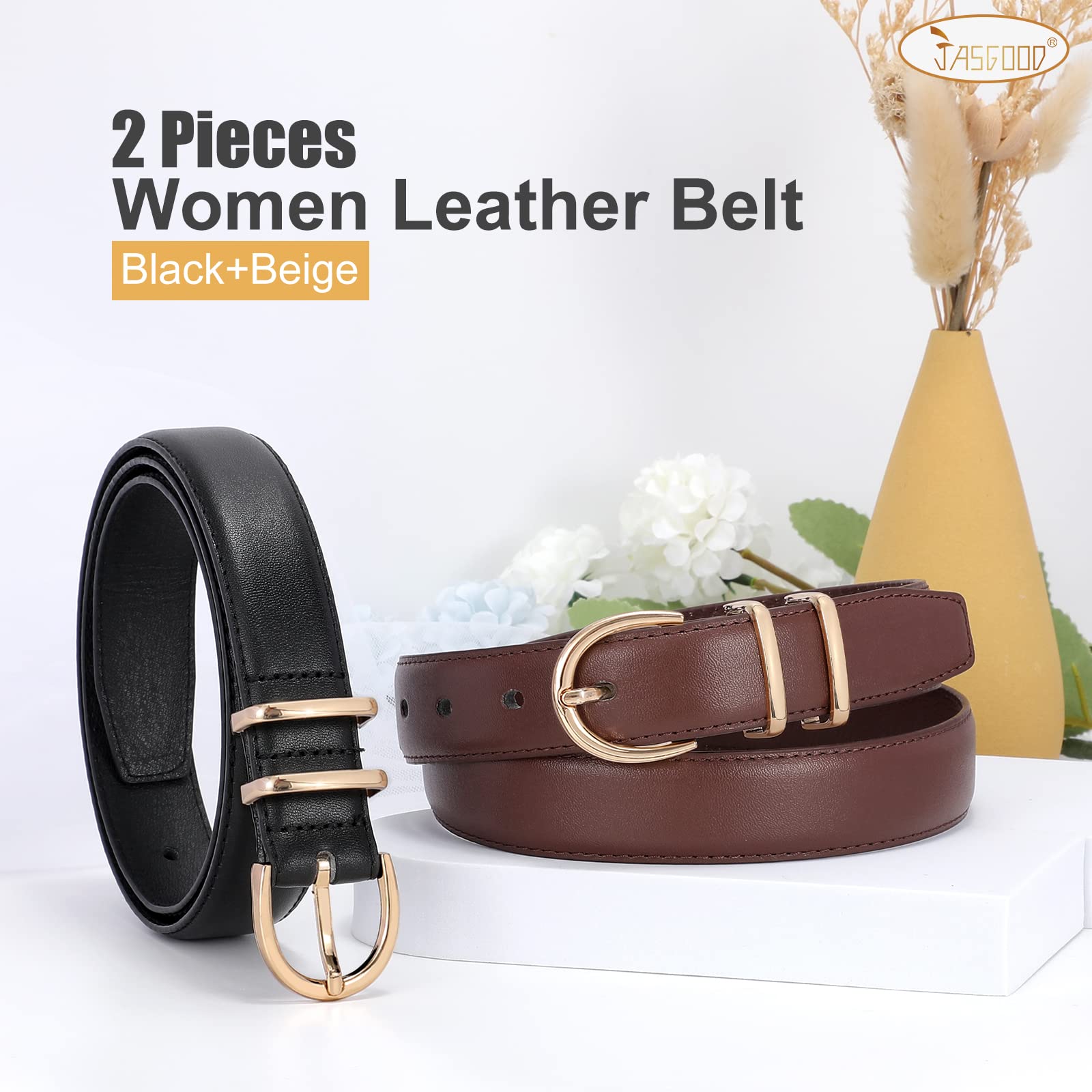 2-Pack Plus Size Jeans Leather Skinny Waist Belt