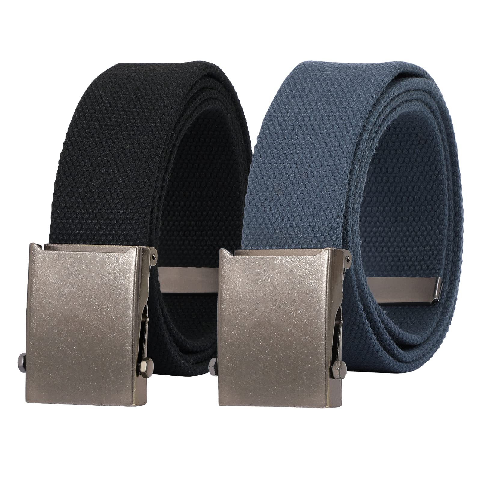 2 Pack Canvas Web Belt with Metal Buckle