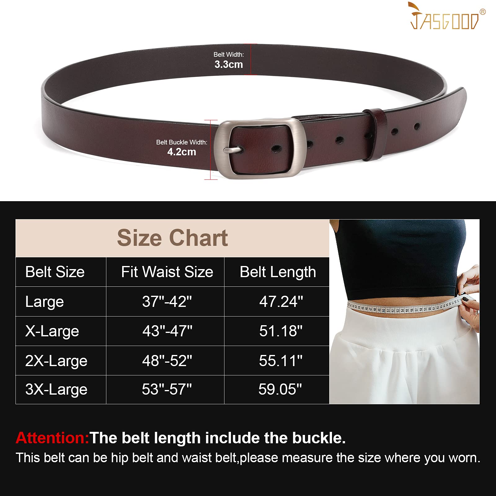 Plus Size Women Leather Belt with Pin Buckle