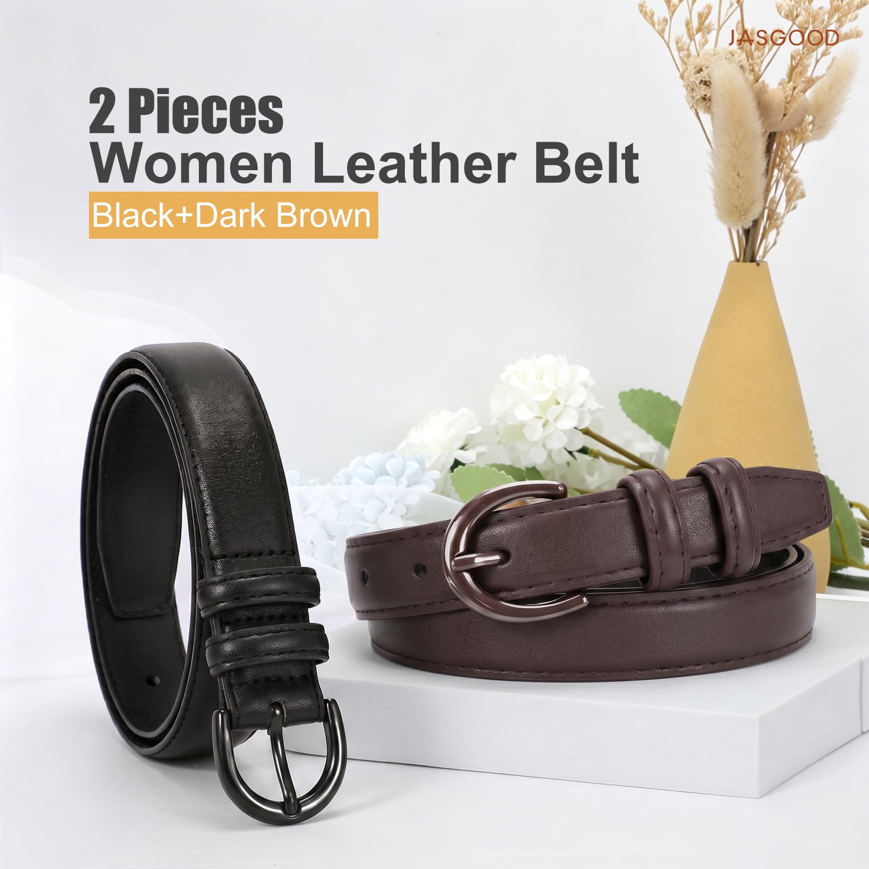 2-Pack Plus Size Jeans Leather Skinny Waist Belt
