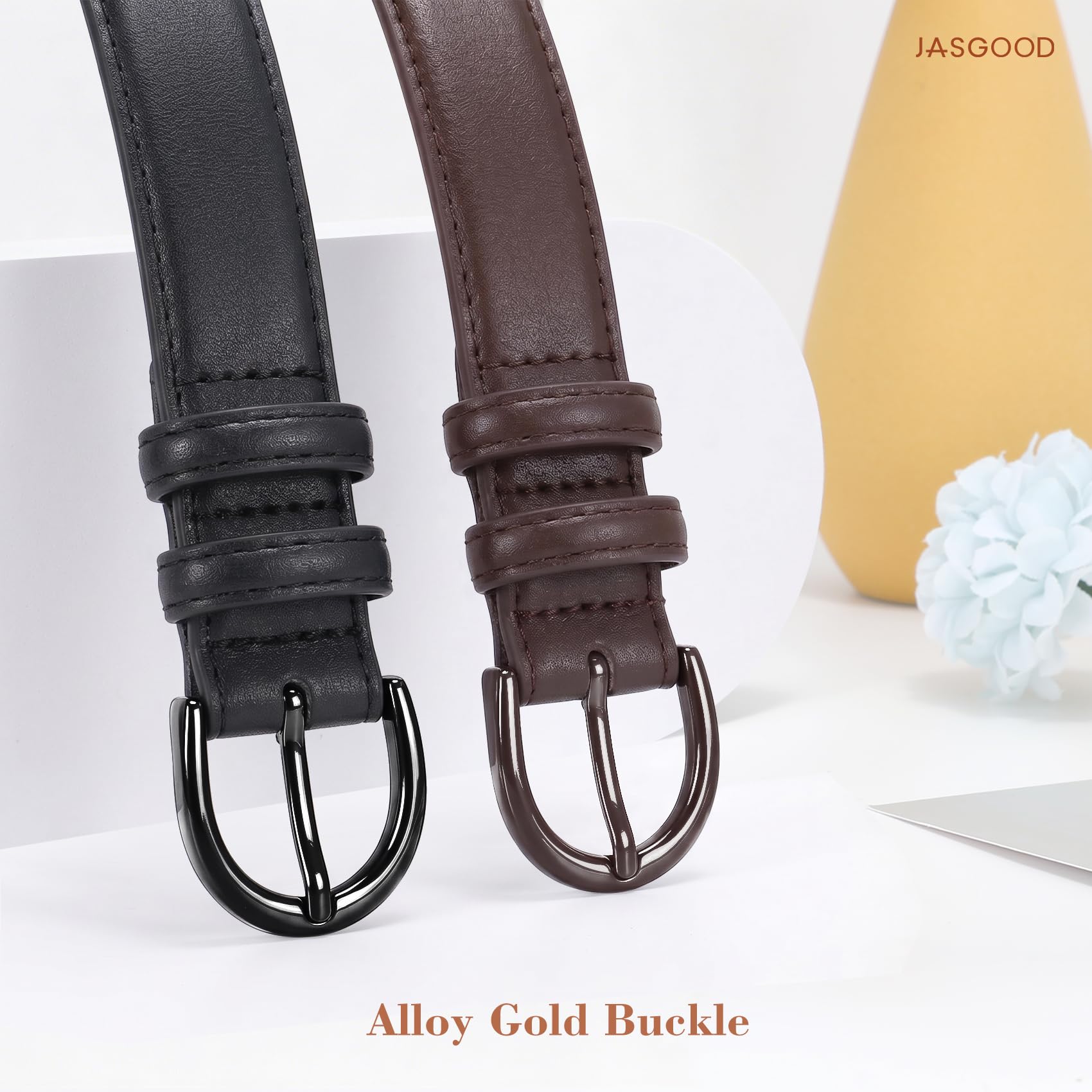 2-Pack Plus Size Jeans Leather Skinny Waist Belt