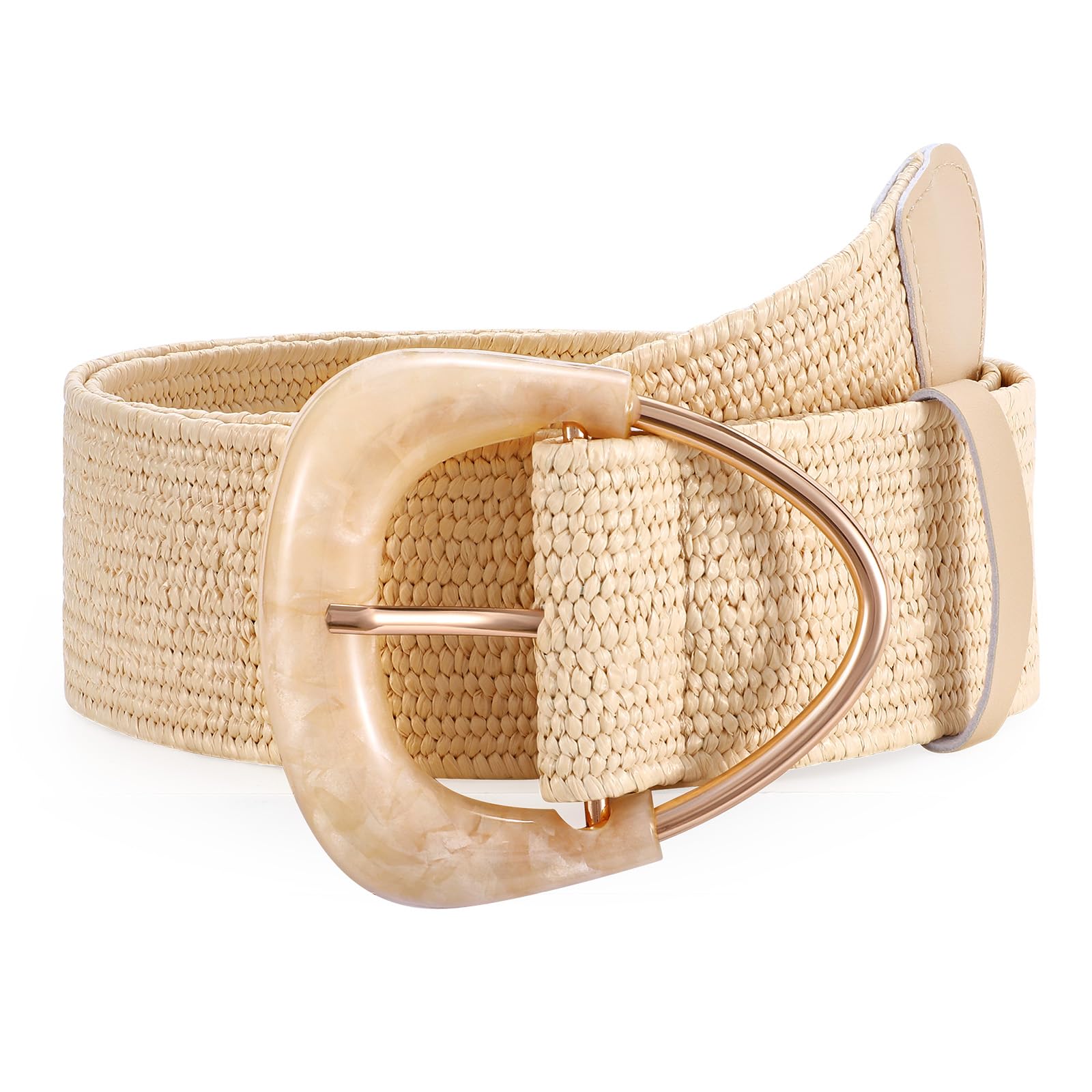 JASGOOD Straw Woven Elastic Belt