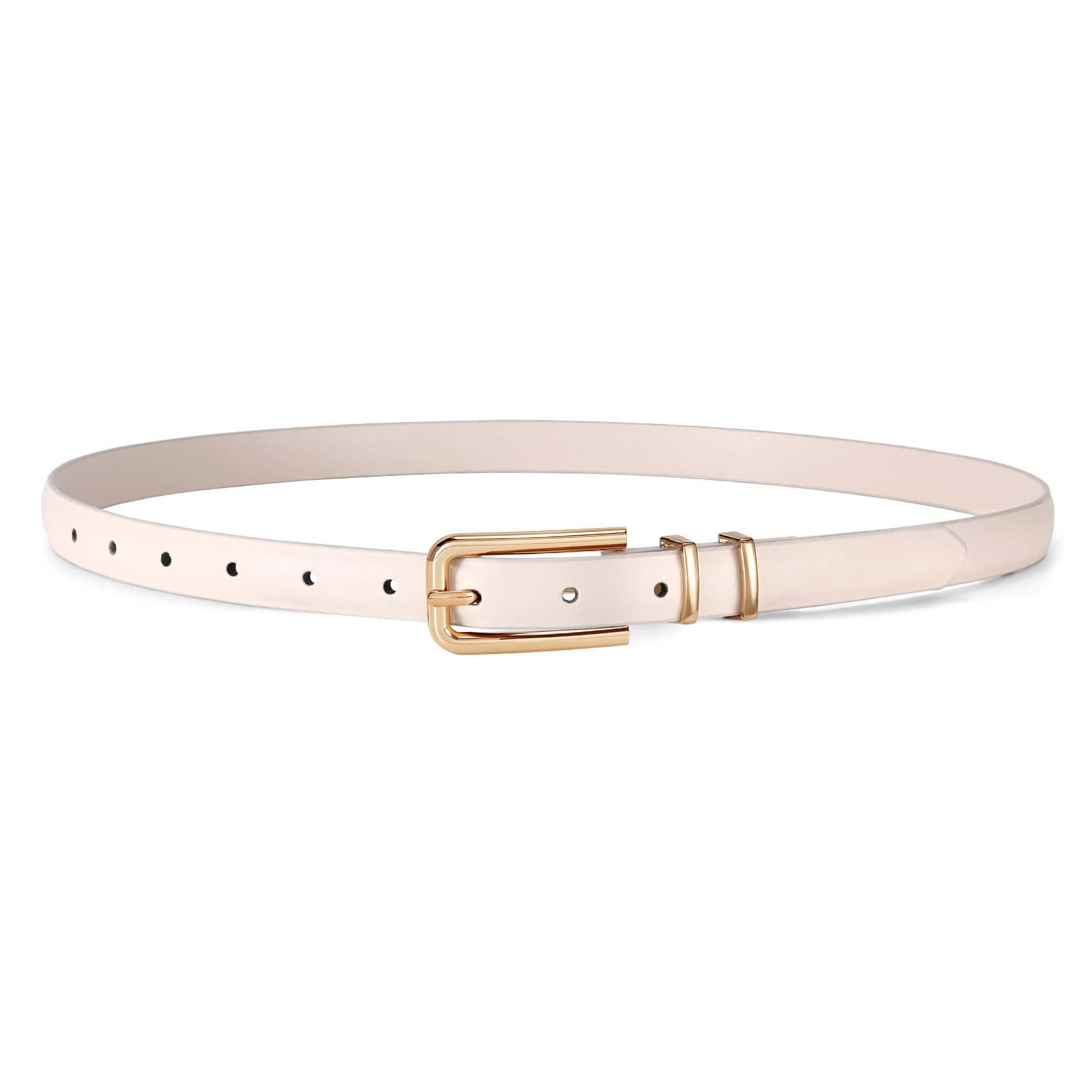 Thin Waist Belt with Square Gold Buckle
