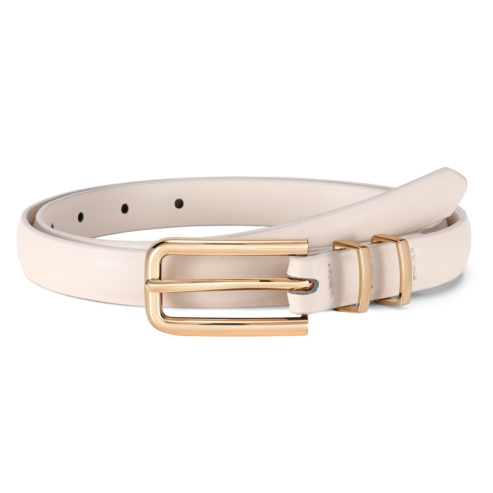 Thin Waist Belt with Square Gold Buckle