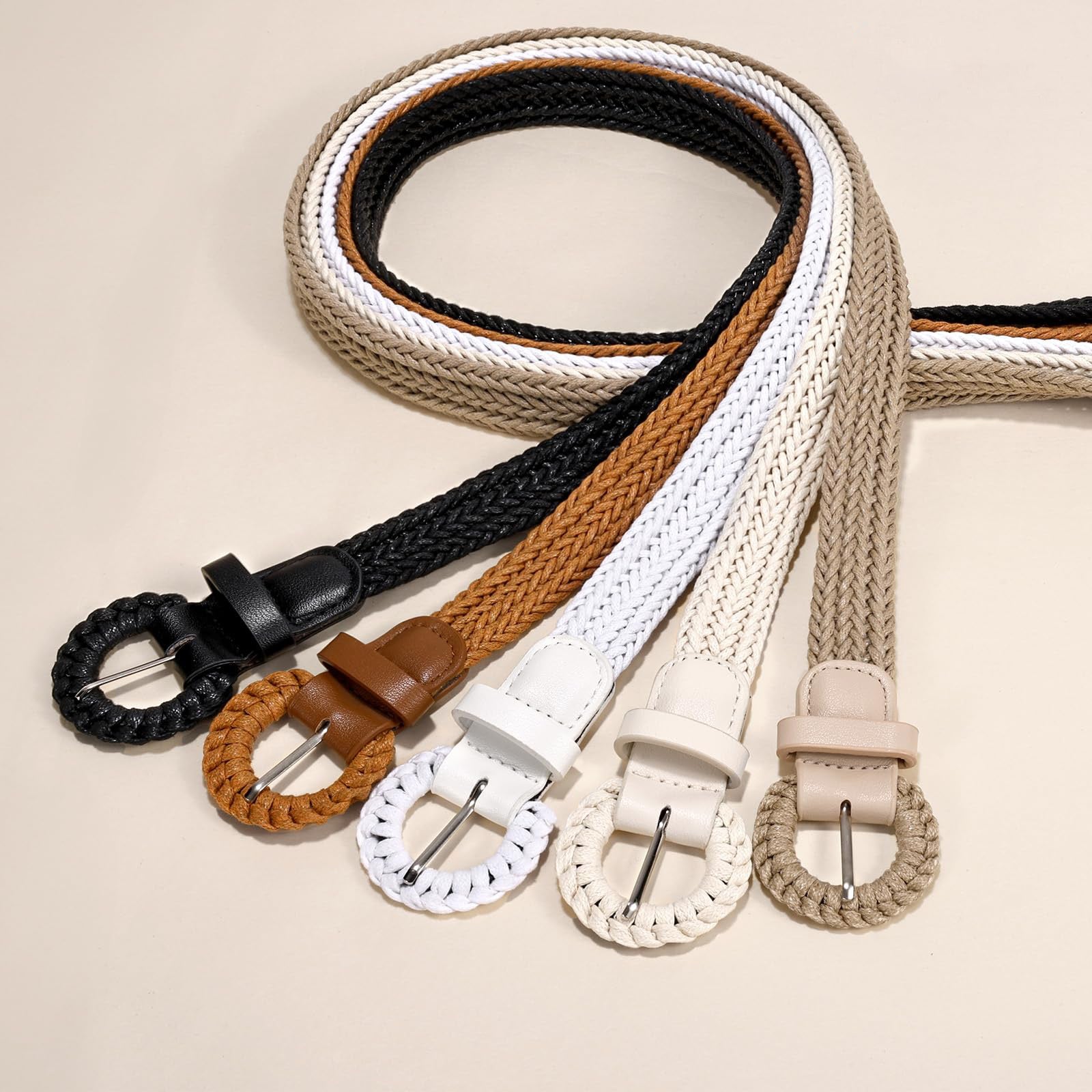 Skinny Raffia Straw Braided Belt