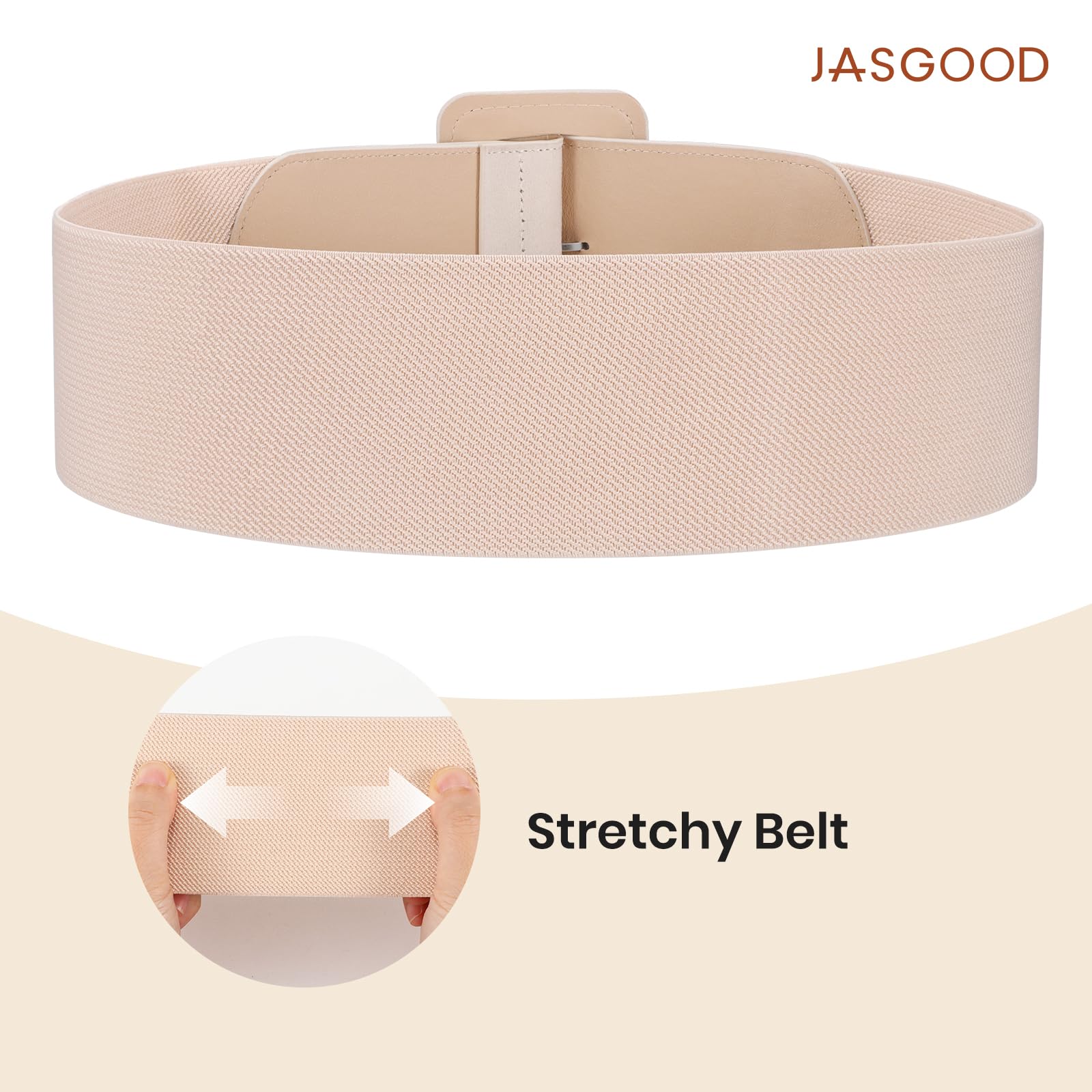 Elastic Suede Wide Belt with Vintage Chunky Square Buckle