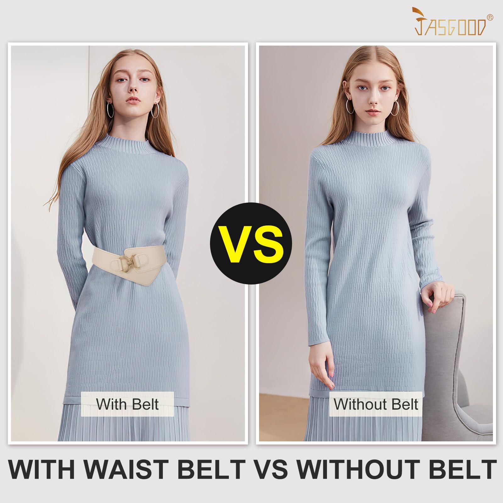 Gold Interlock Buckle Elastic Wide Belt