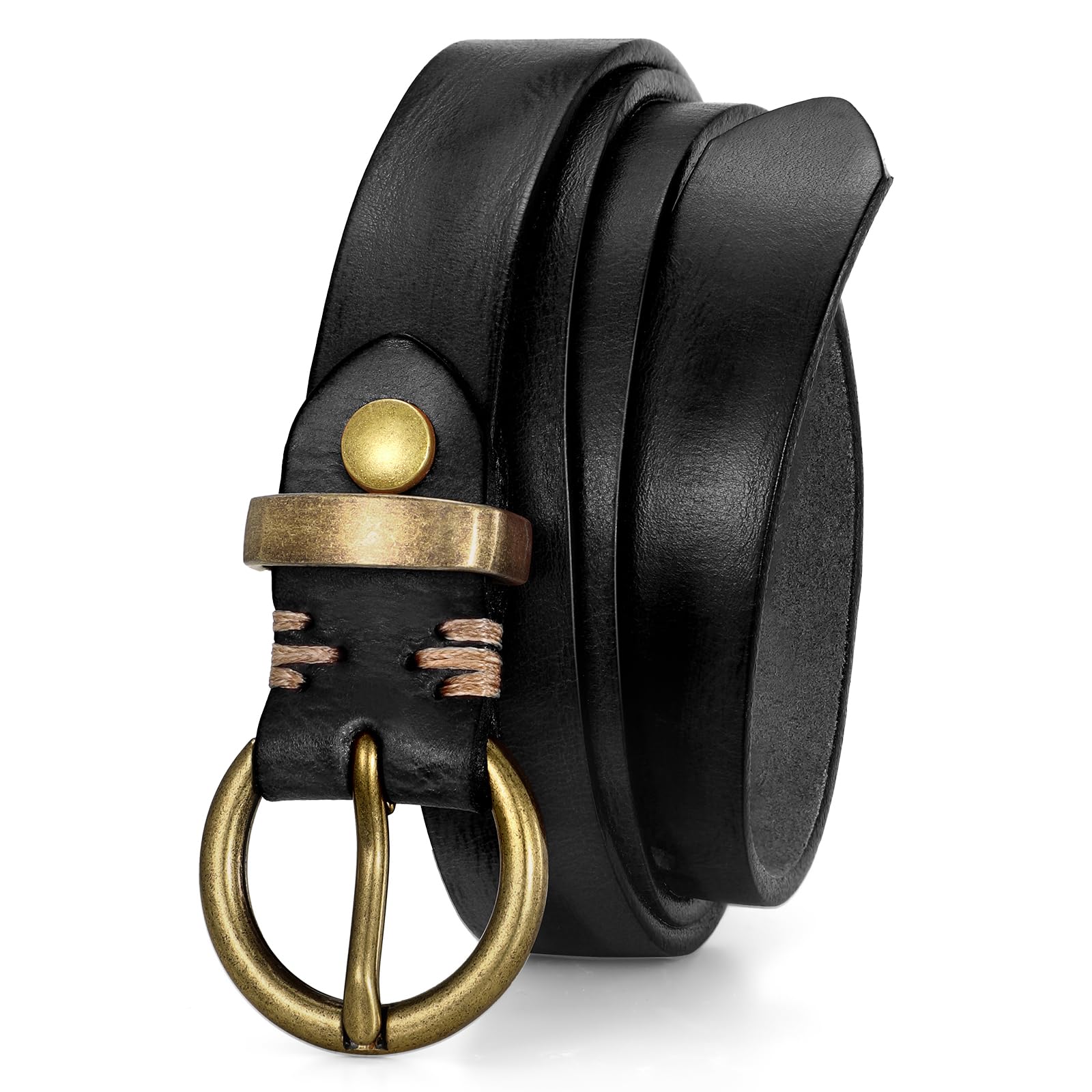 Vintage Cowhide Skinny Leather Belt - JASGOOD OFFICIAL