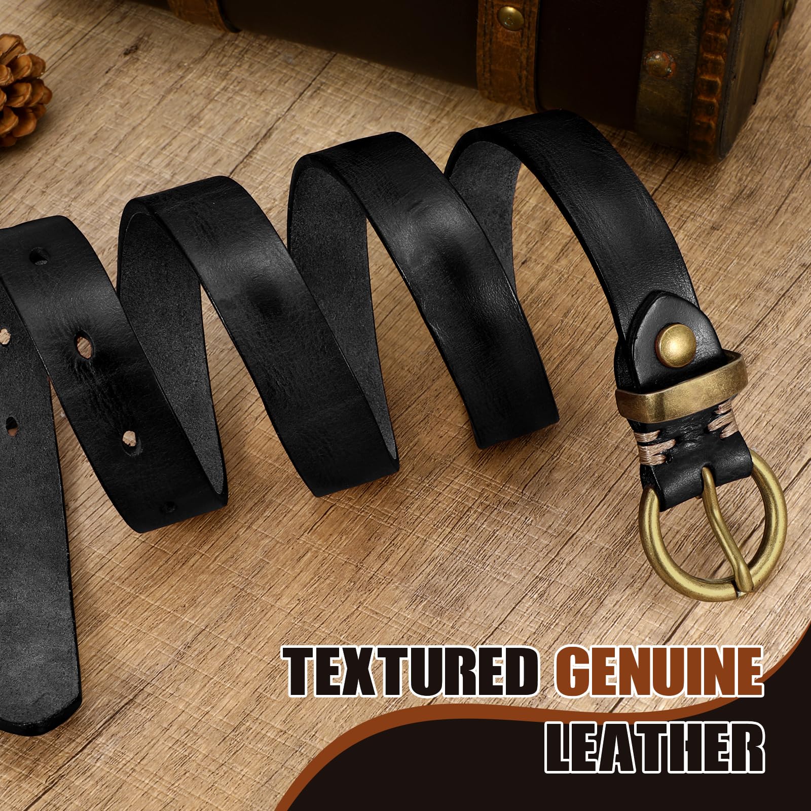 Vintage Cowhide Skinny Leather Belt - JASGOOD OFFICIAL