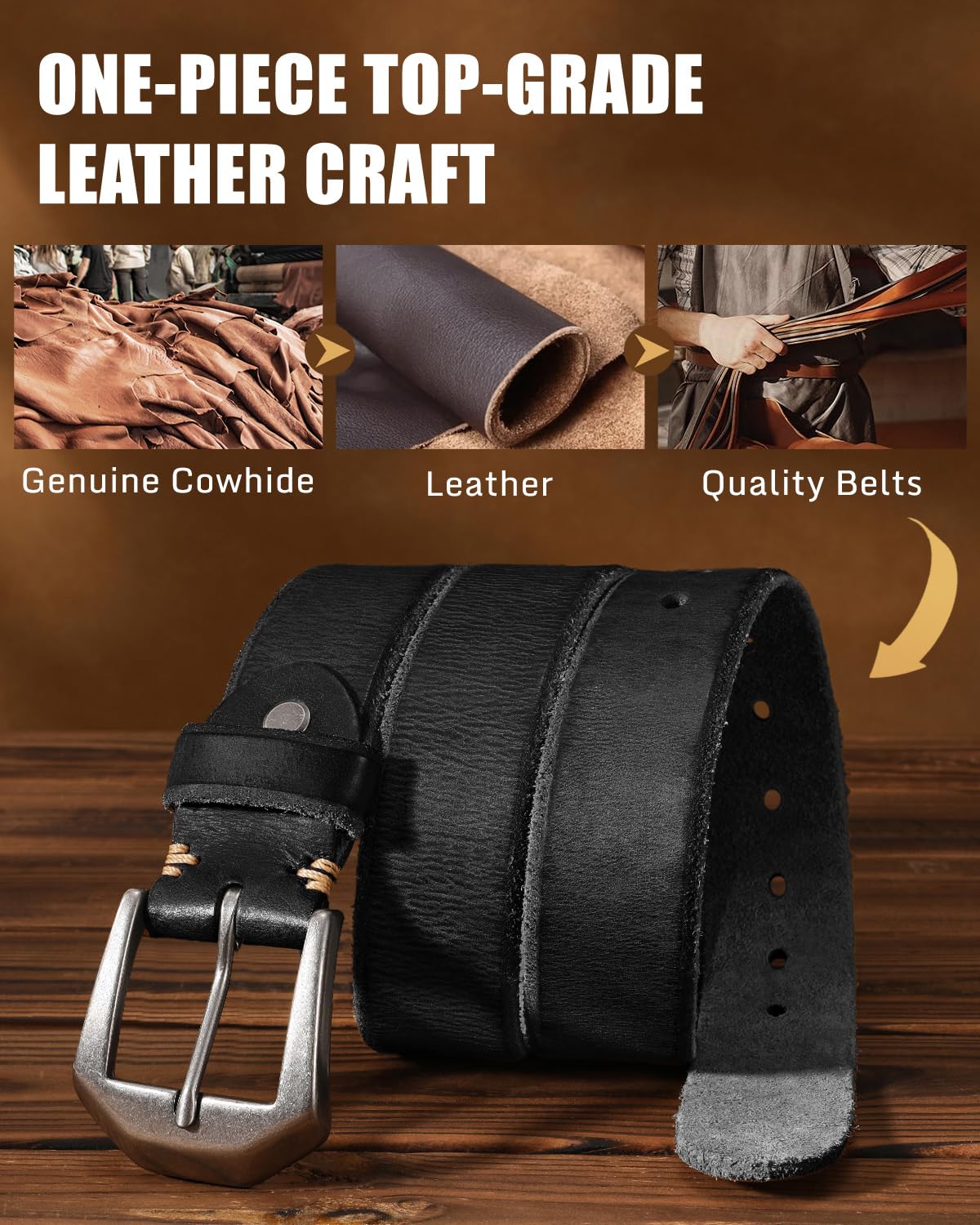 100% Full Grain Leather Belt for Men | 1.5"