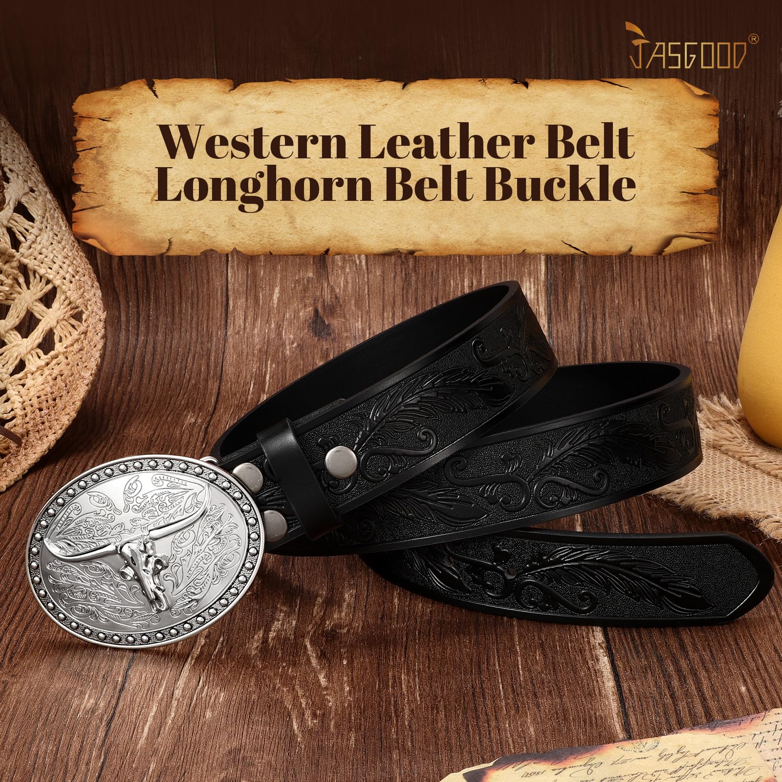 Cowgirl Cowboy Genuine Leather Belt 1.5" - JASGOOD OFFICIAL