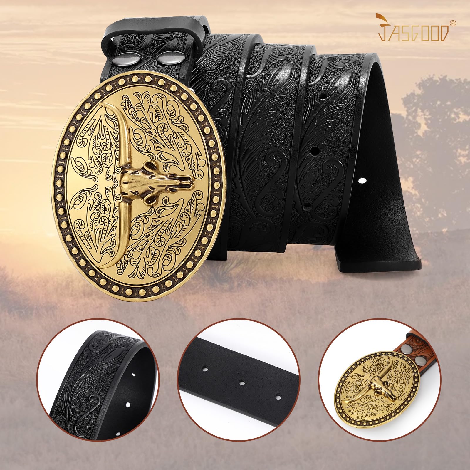 Cowgirl Cowboy Genuine Leather Belt 1.5" - JASGOOD OFFICIAL