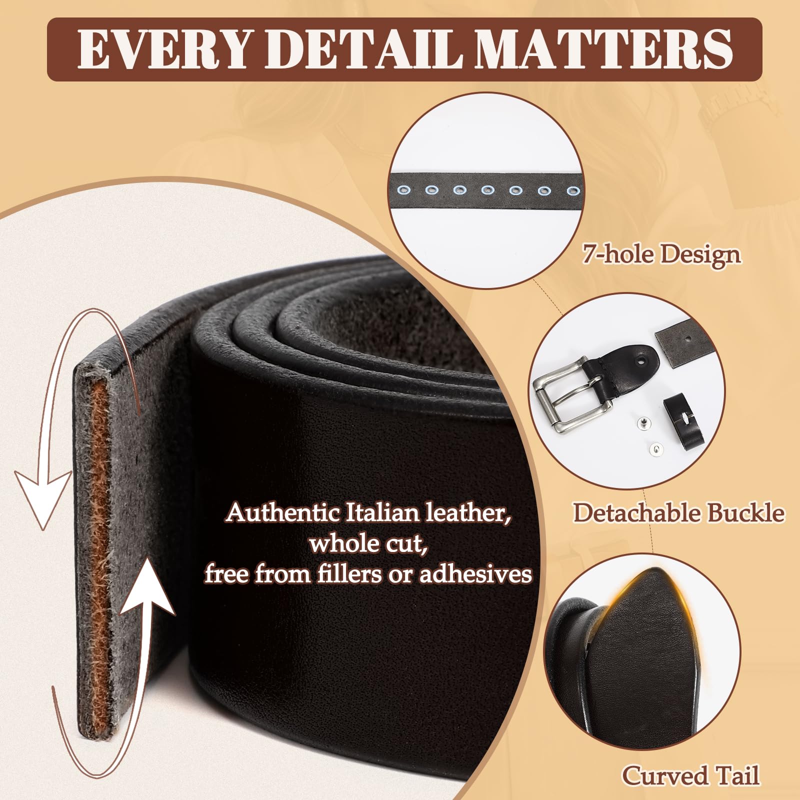 Women Full Grain Leather Belt for Jeans