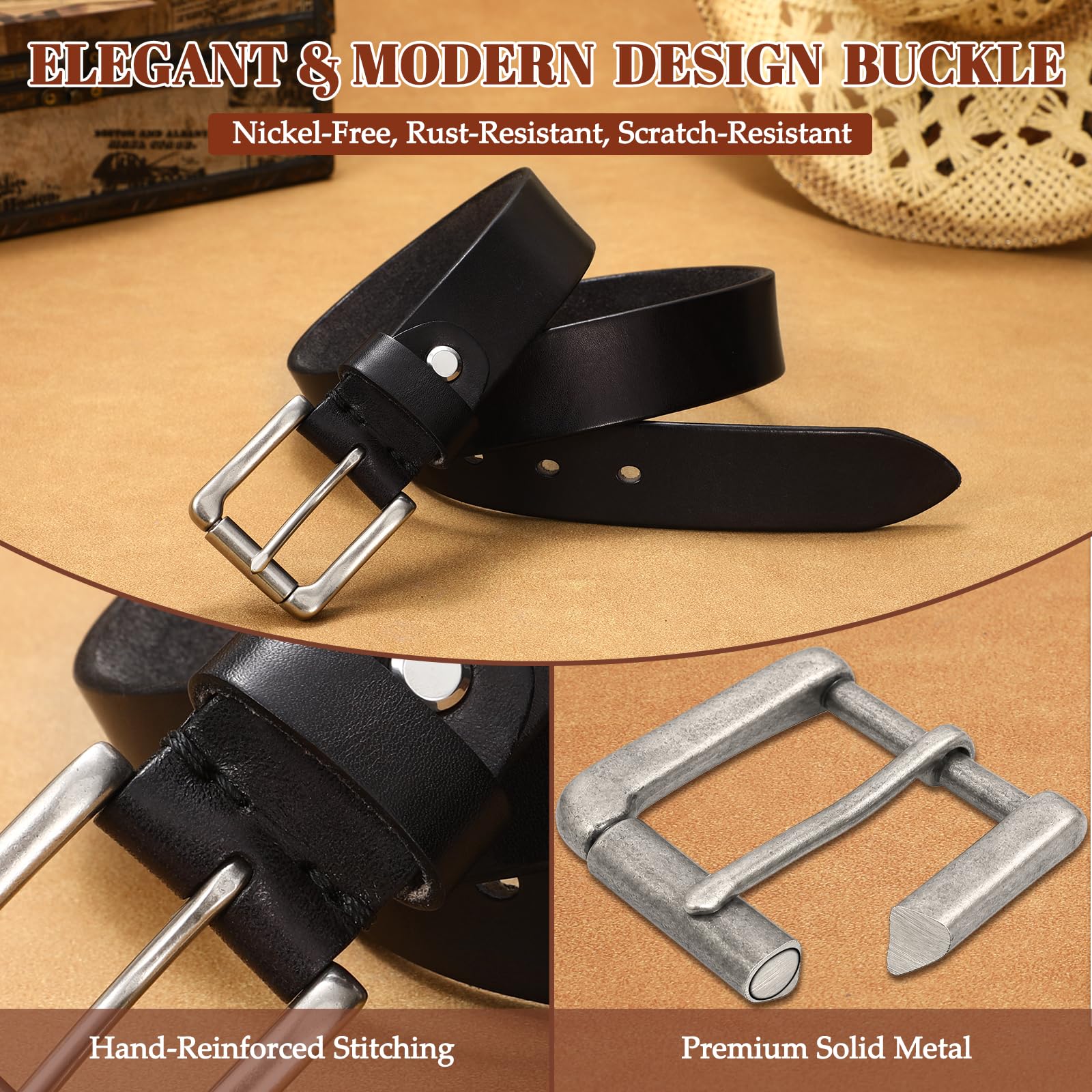 Women Full Grain Leather Belt for Jeans