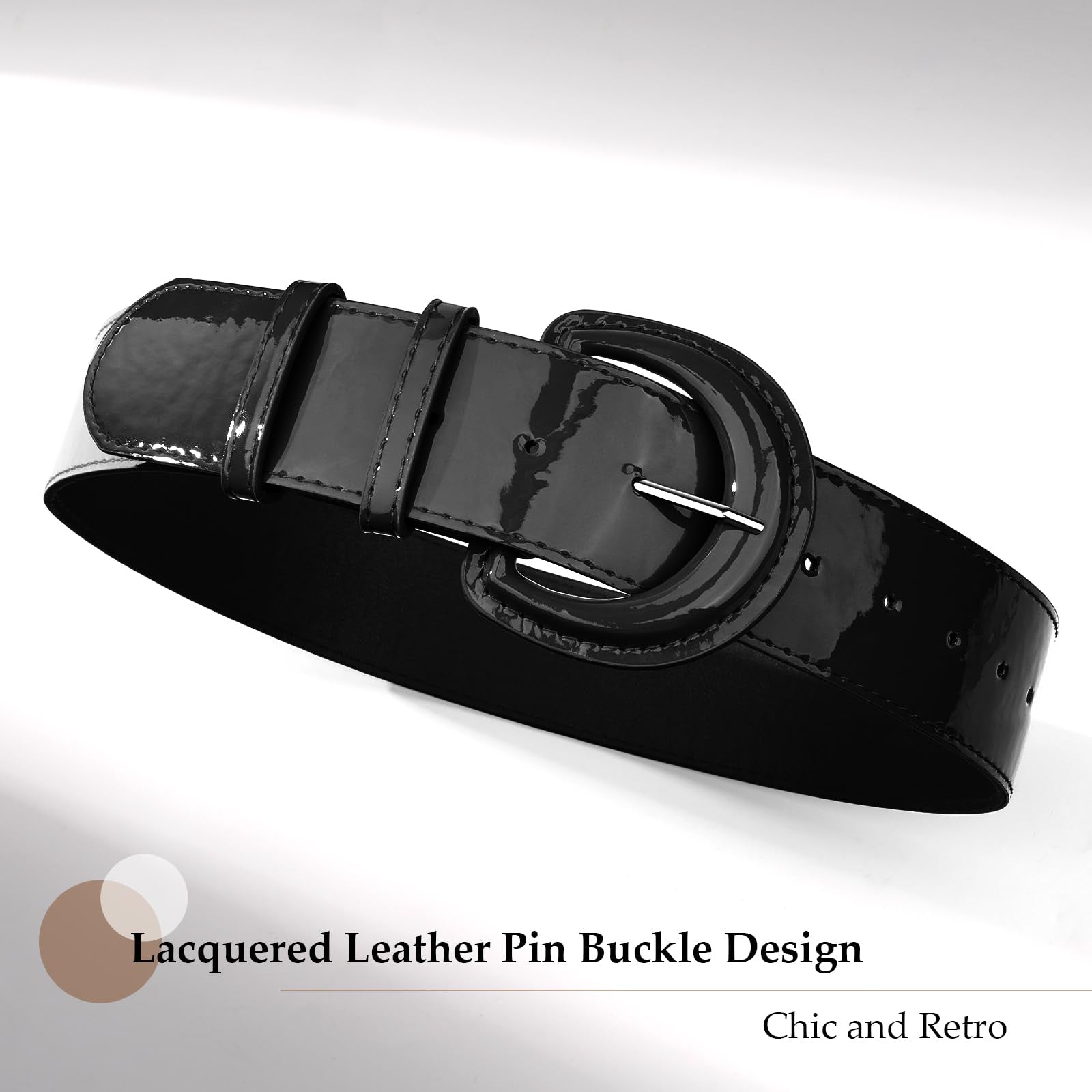 Wide Patent Leather Belt For Coat