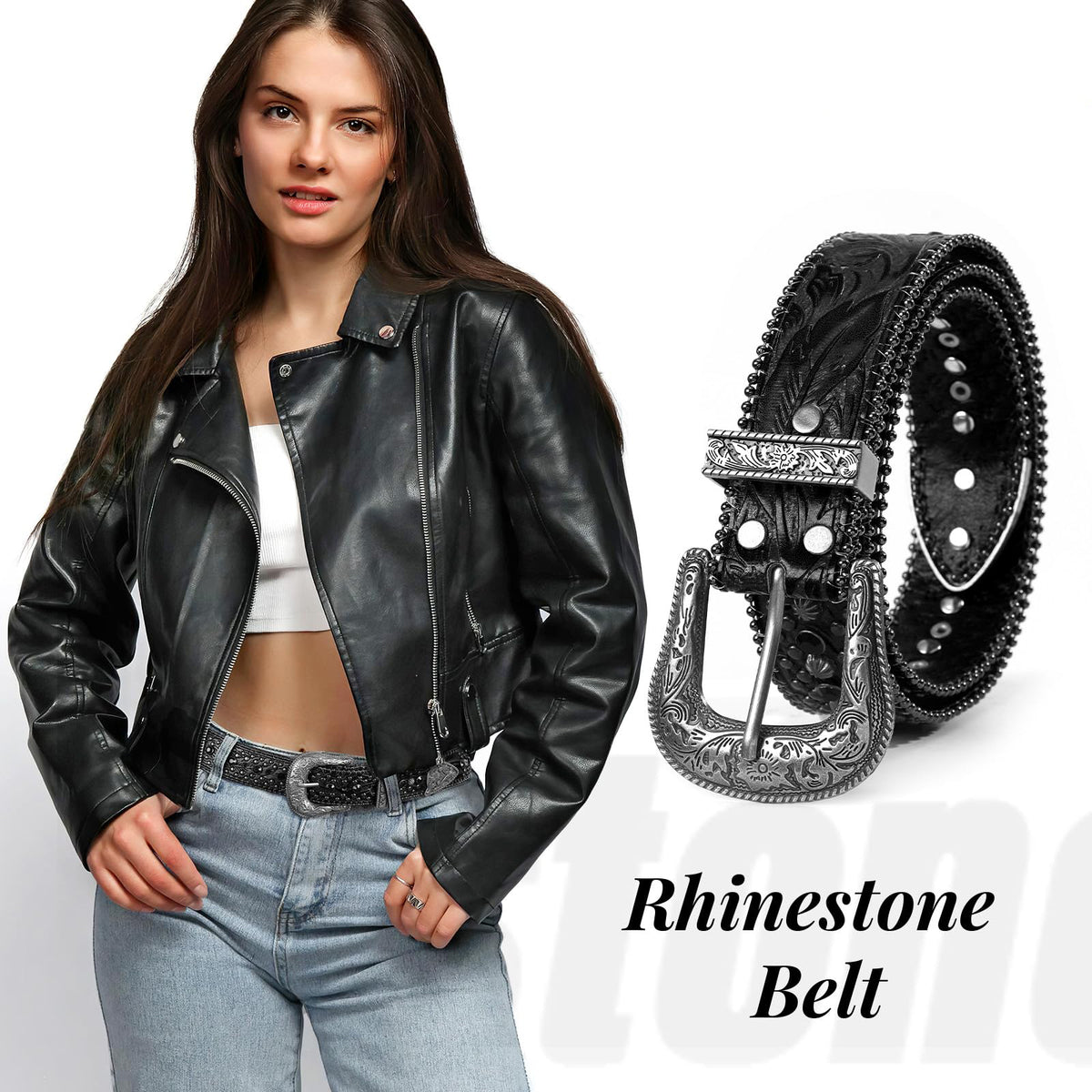 Western Rhinestone Belt for Women & Men