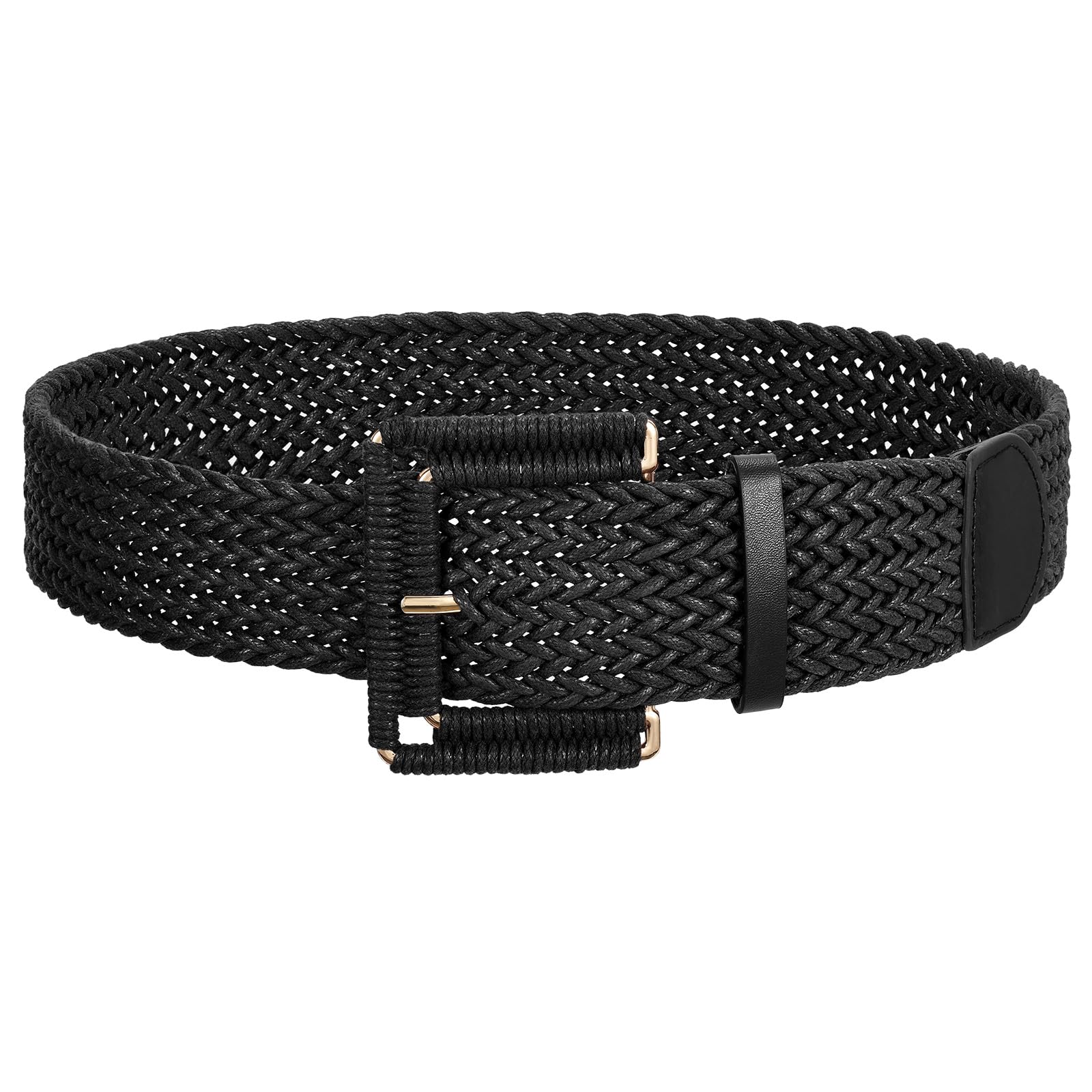 Rattan Waist Belt with Square Buckle