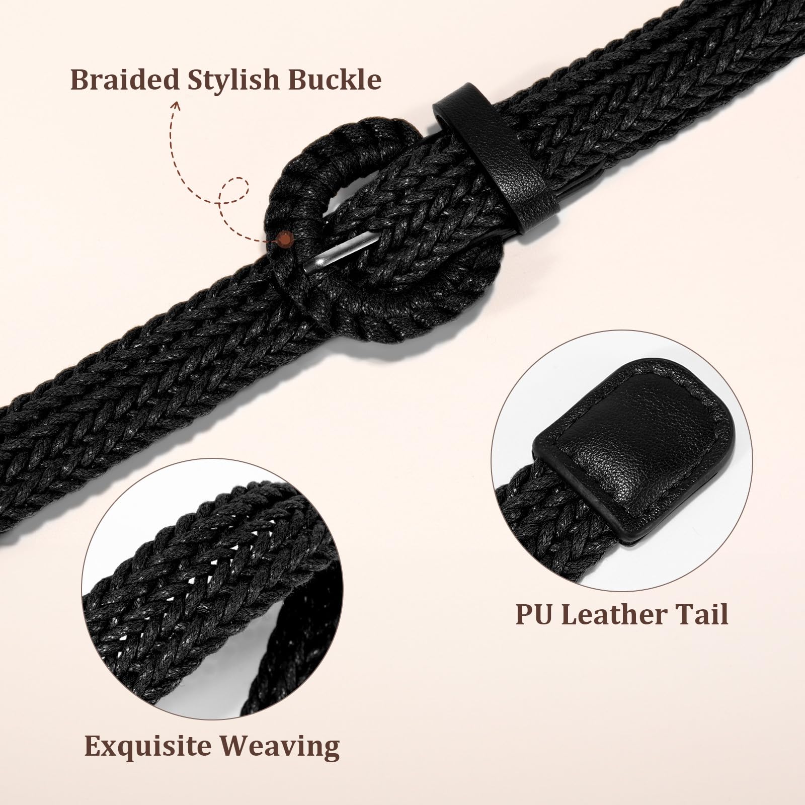 Skinny Raffia Straw Braided Belt