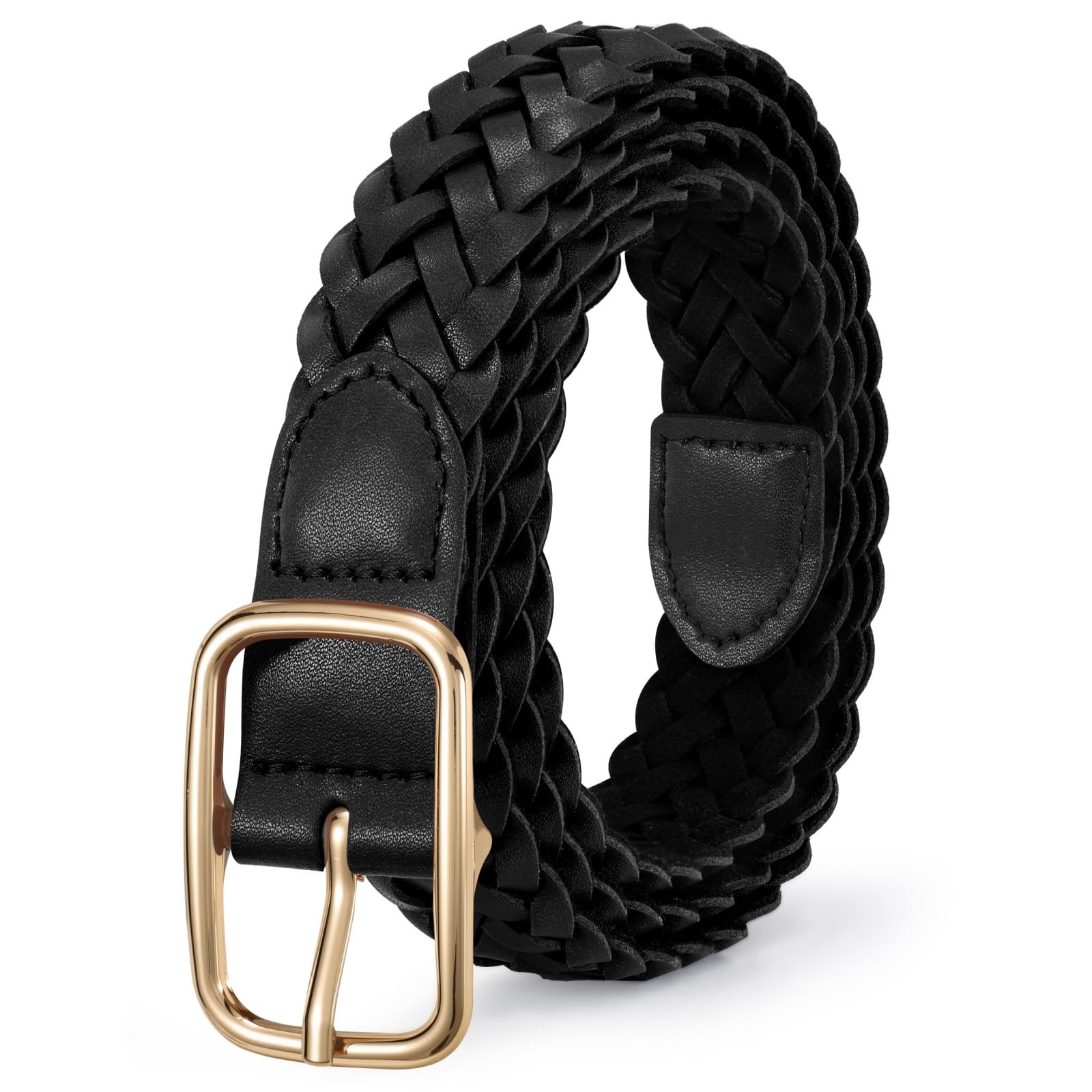 No-Hole Braided Leather Belts Plus Size