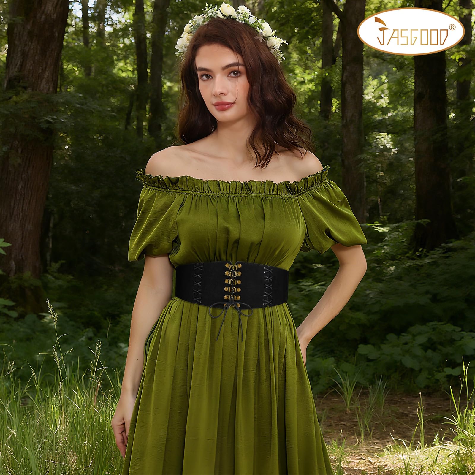 Elastic Lace-up Waspie Corset for Halloween Costume