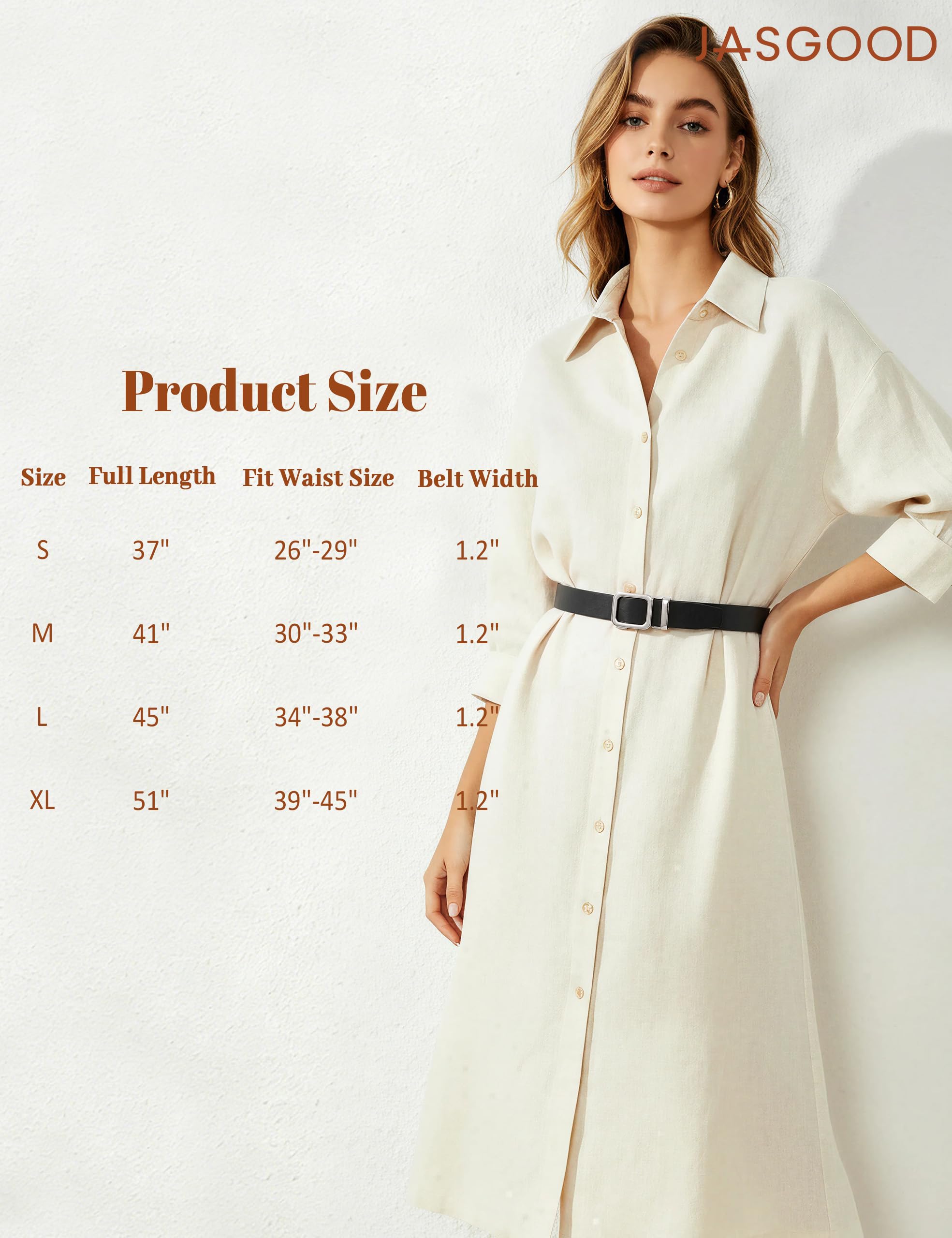 No Holes Ratchet Leather Belt for Women - JASGOOD OFFICIAL